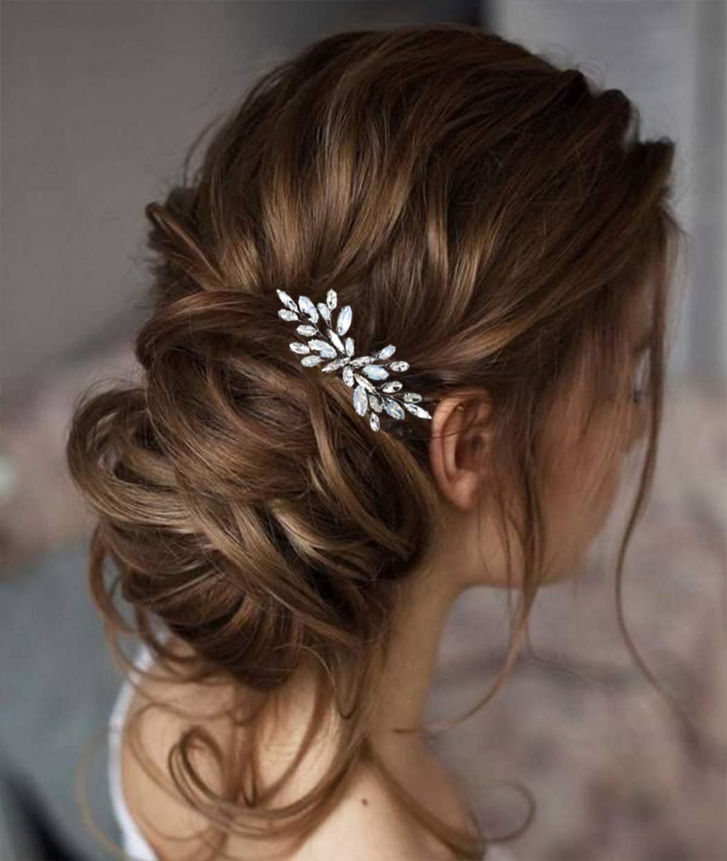 Elegant Silver Wedding Hair Comb with Opal Crystal & Rhinestones – Bridal Hair Accessories for Women & Girls – Perfect for Weddings, Prom, and Formal Events