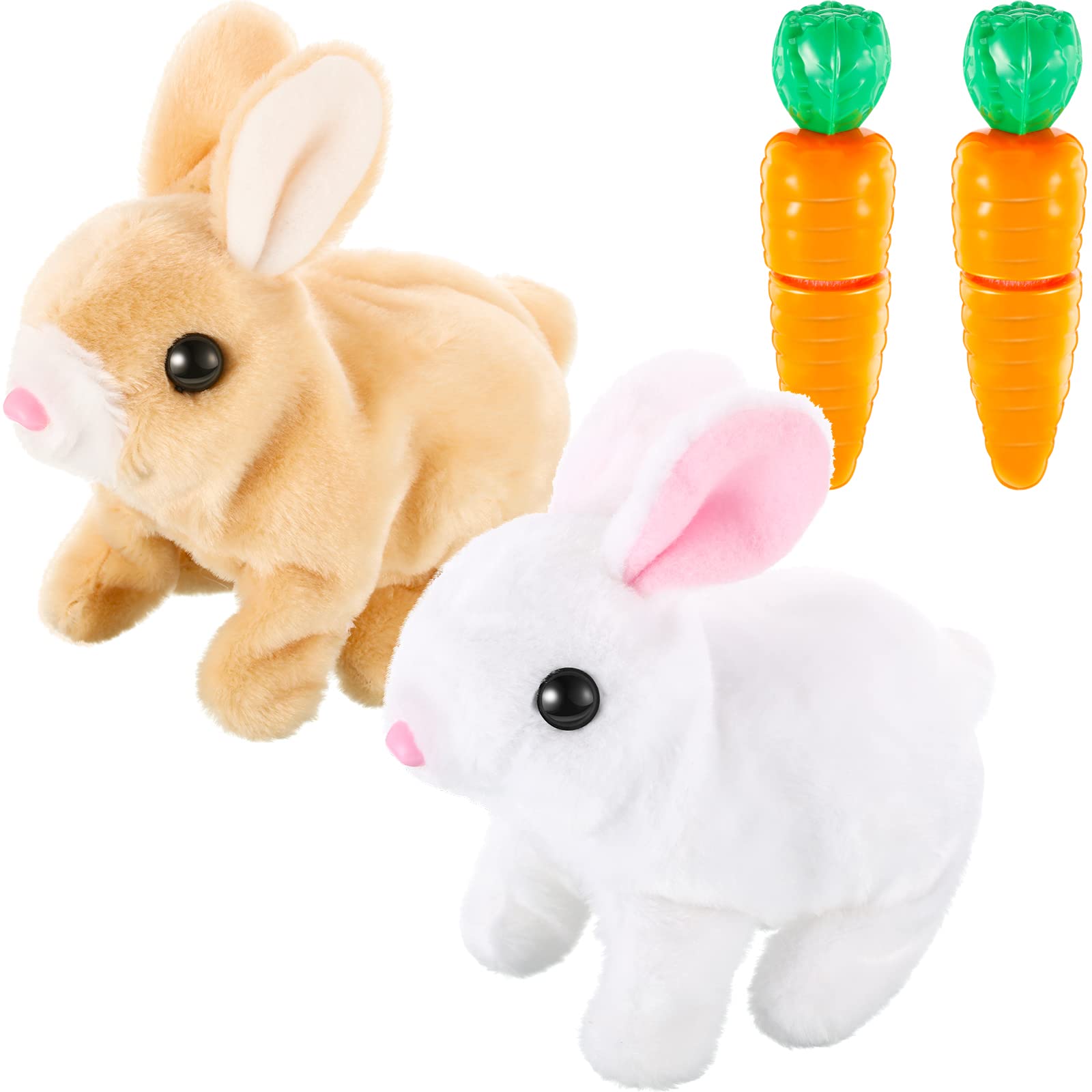 Interactive Rabbit Plush Toy - 2 Pack Walking & Hopping Bunny with Sounds, Robotic Stuffed Animal Easter Gift for Kids (Rabbit Style) - Perfect for Easter Gifts, Birthday Presents & Interactive Playtime