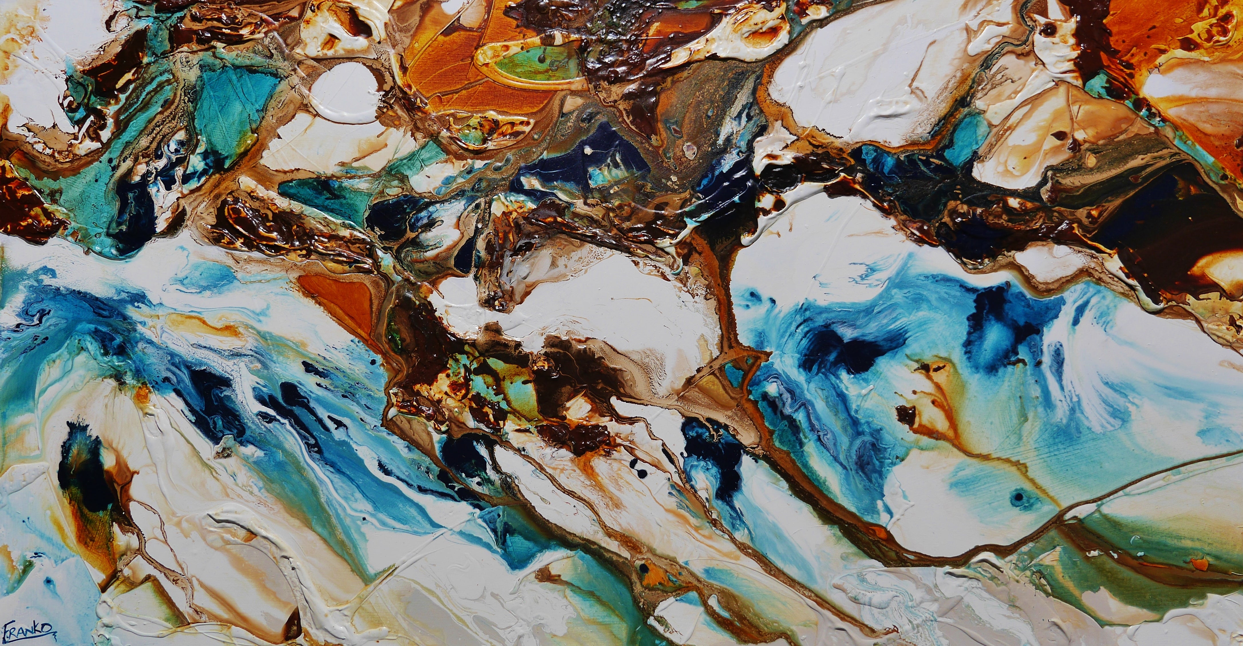 190cm x 100cm Textured Abstract Ocean Painting - Modern Wall Art for Living Room, Bedroom & Office Decor