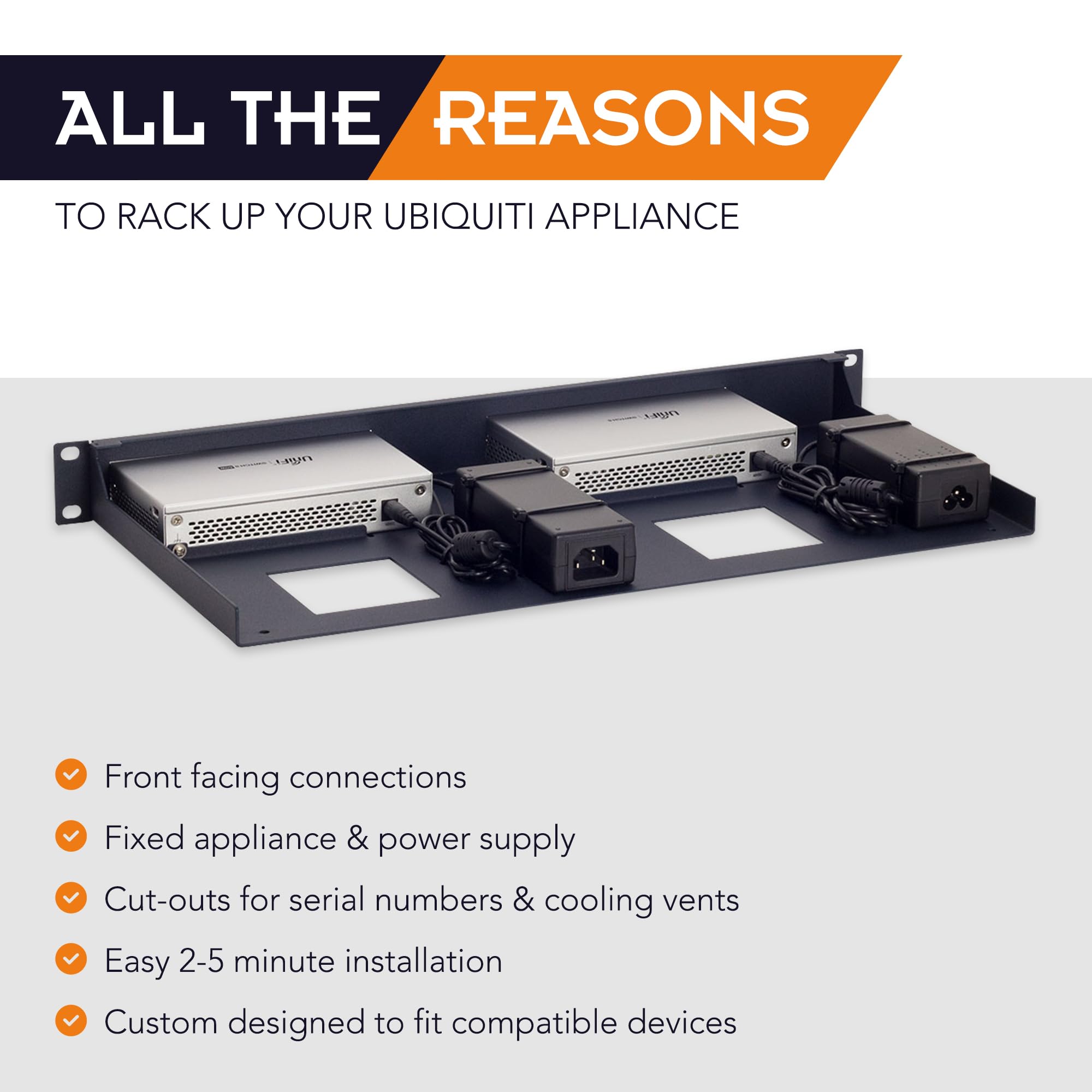 RM-UB-T1 Rack Mounting Kit for Ubiquiti UniFi Switch 8 & 8-60W - Secure Server Rack Installation for Network Switches | Perfect for Data Centers & Home Office Networks