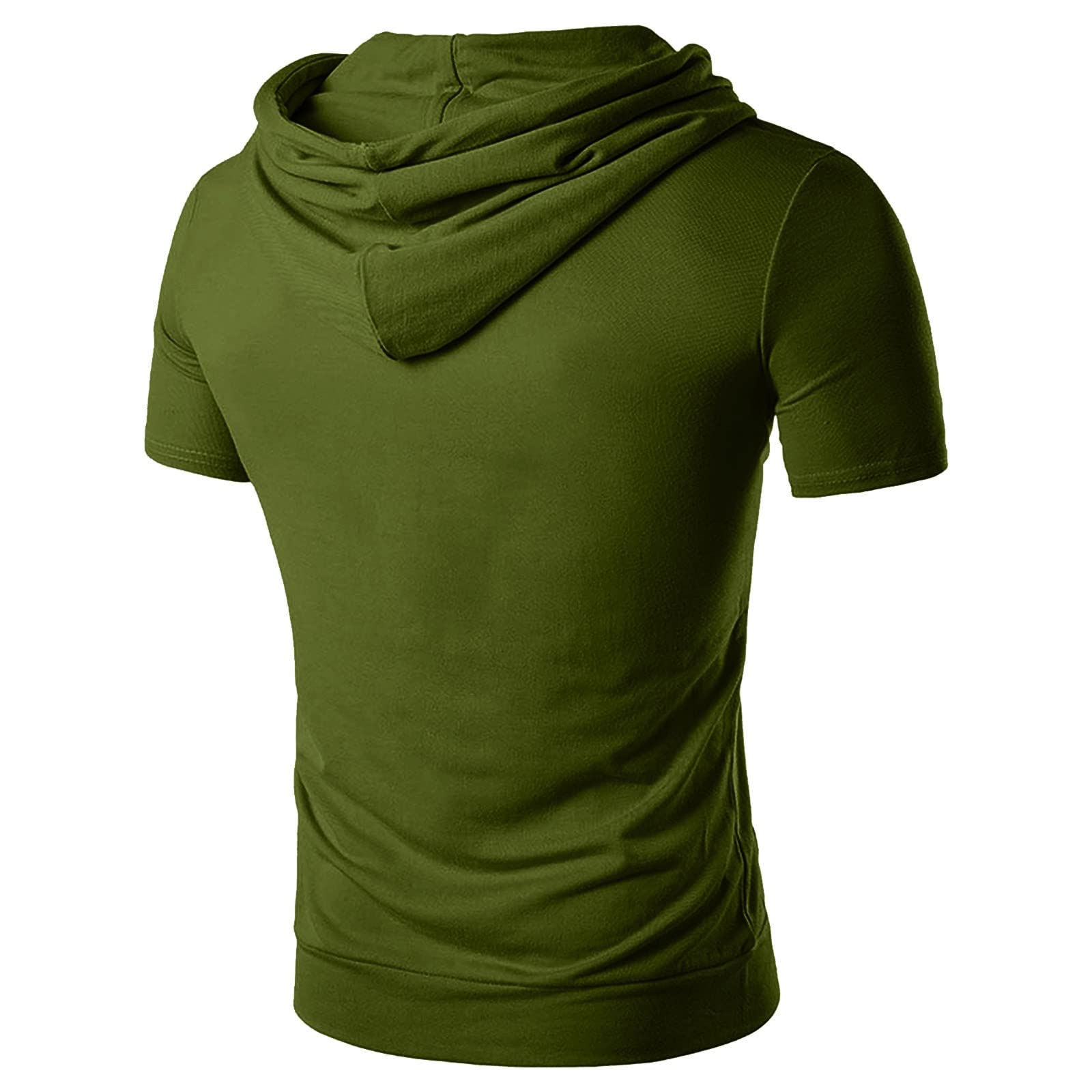 TTQVQ Men's Solid Color Sports Sleeve Hooded Casual Shirt - Lightweight Summer Blouse for Running, Gym & Outdoor Activities