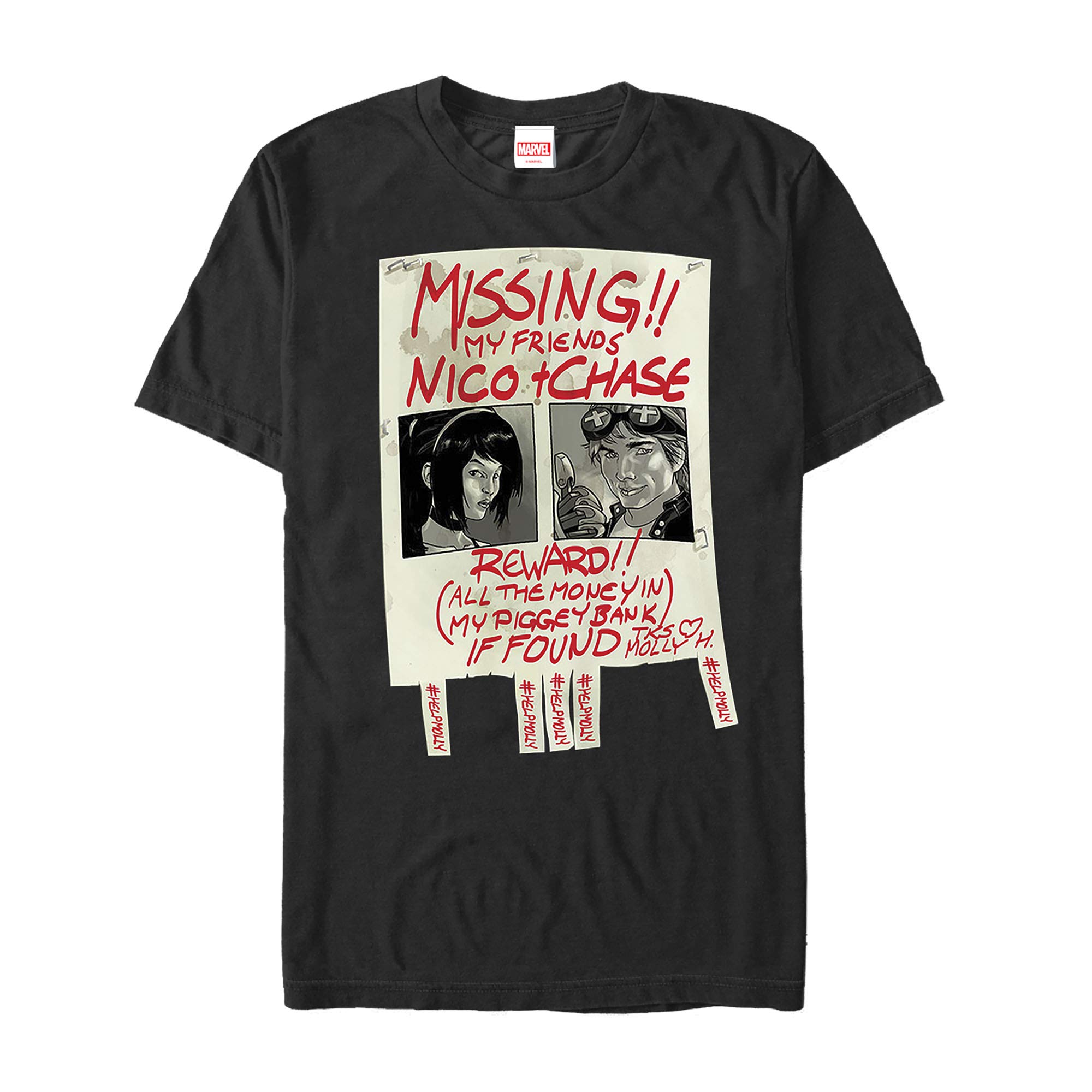 Marvel Men's Runaways Missing Poster Graphic T-Shirt | Superhero Comic Tee for Fans | Casual Wear & Cosplay