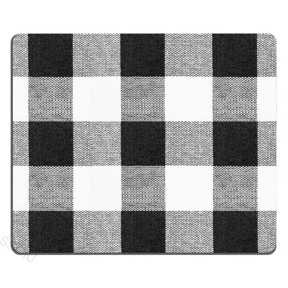 Trendy Black and White Buffalo Plaid Mouse Pad with Unique Illustration - Perfect for Office, Gaming & Home Workspace Decor
