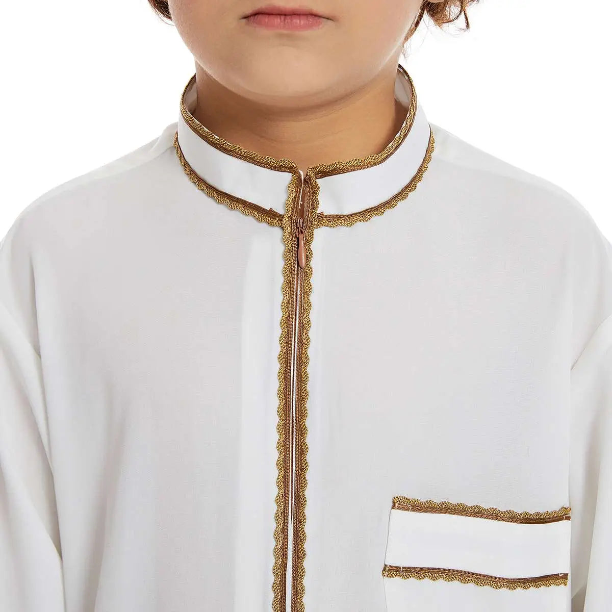 Premium Middle Eastern Arab Boy Thobe Thawb - Traditional Islamic Zipper Robe for Kids - Perfect for Eid, Weddings & Special Occasions