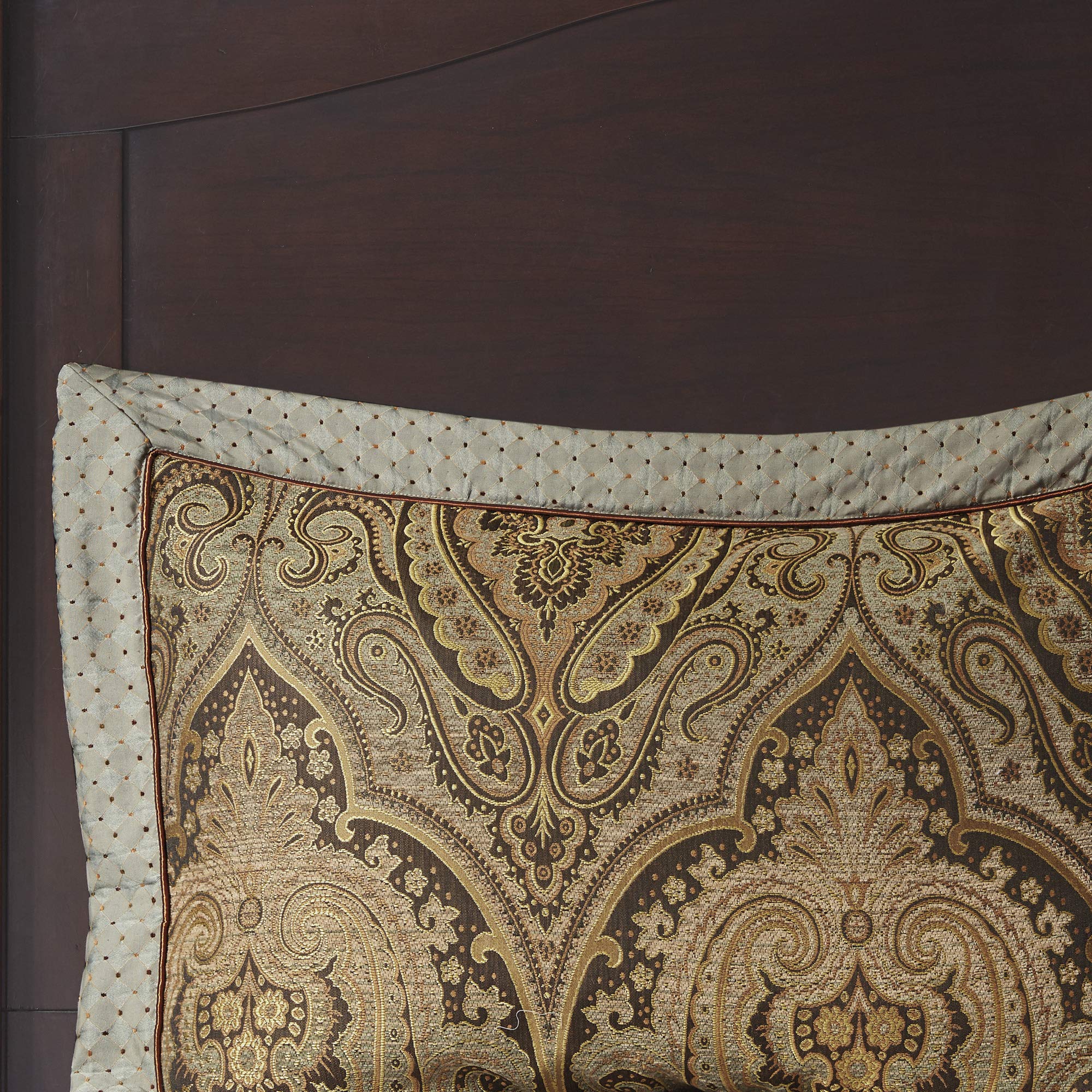 Hampton Hill King Size 10-Piece Bed in a Bag Comforter Set - 2-in-1 Duvet & Ultra Soft Microfiber Bedding in Teal & Brown Jacquard Medallion Damask Pattern | Perfect for Master Bedroom, Guest Room & Luxury Hotel Style Decor