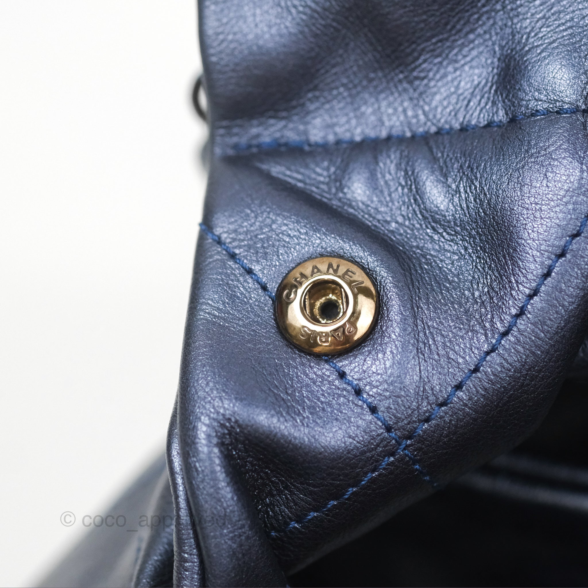 Chanel 22 Small Handbag in Metallic Midnight Blue Aged Calfskin with Silver Hardware - Luxury Crossbody Bag for Women, Perfect for Evening Events & Date Nights