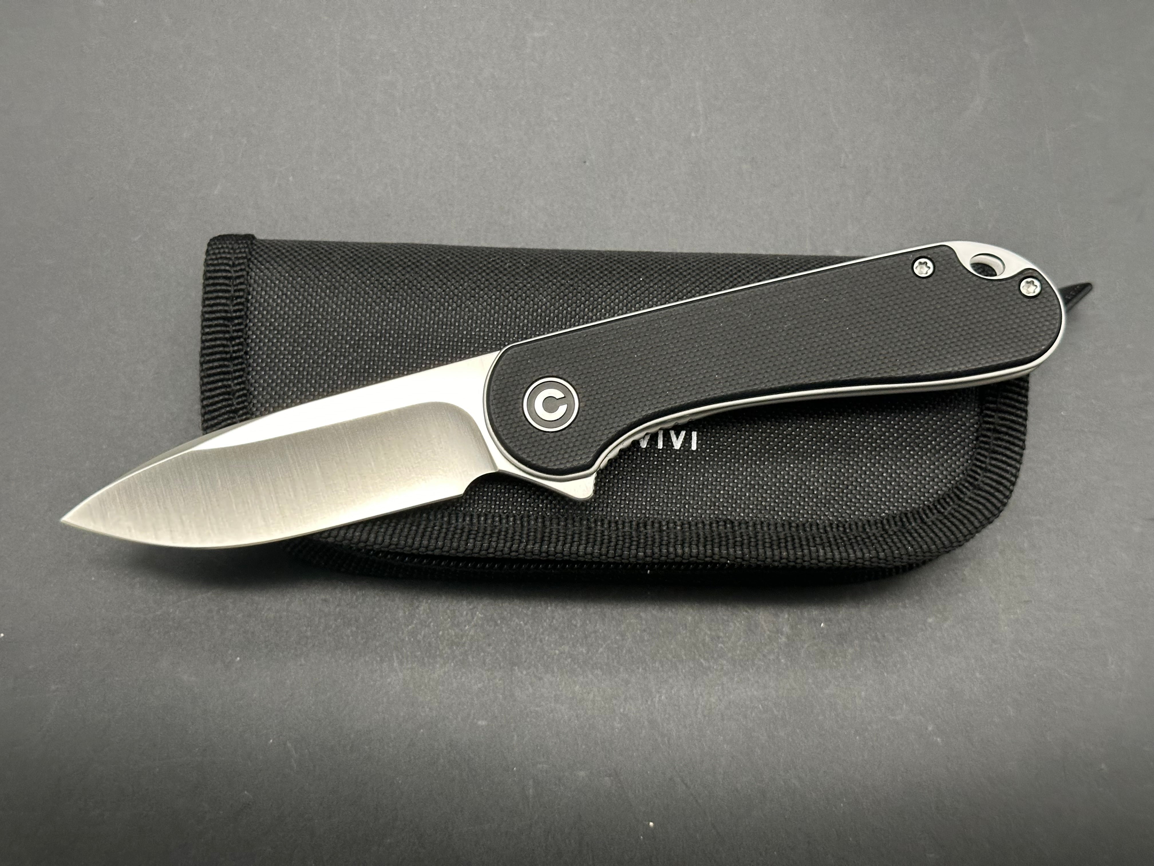 CIVIVI Elementum Liner Lock Folding Knife - Black G10 Handle, Plain Edge D2 Blade - EDC, Camping, Outdoor Survival & Everyday Carry