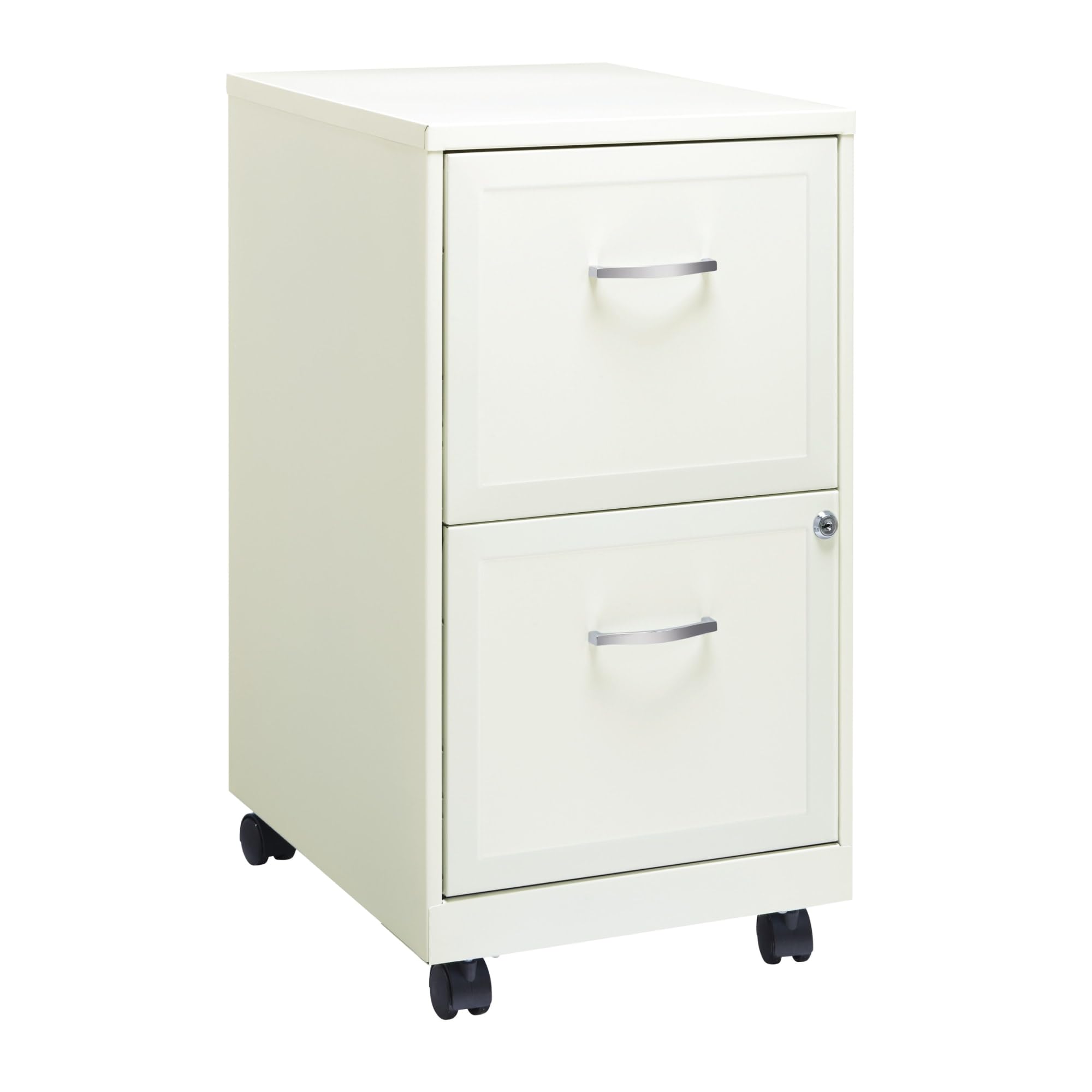 Realspace 18 Inch SOHO Vertical Letter-Size Mobile File Cabinet - 2 Drawer Office Storage Organizer, Pearl White - Perfect for Home Office, Small Business & Workspace Organization