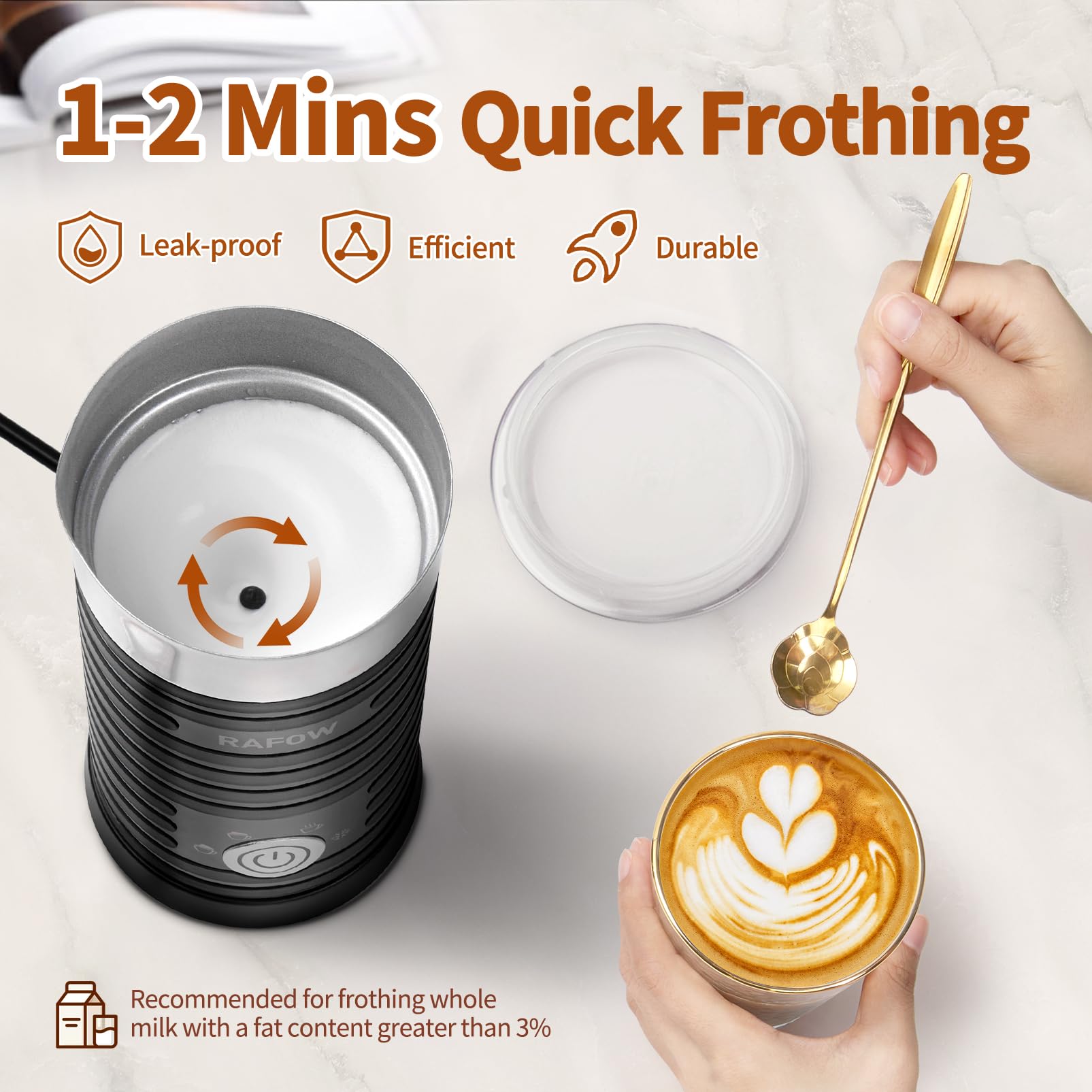 4 in 1 Electric Milk Frother Steamer - 240ml Hot & Cold Coffee Foam Maker for Latte, Cappuccino, Hot Chocolate & Matcha - Perfect for Home, Office & Coffee Shops