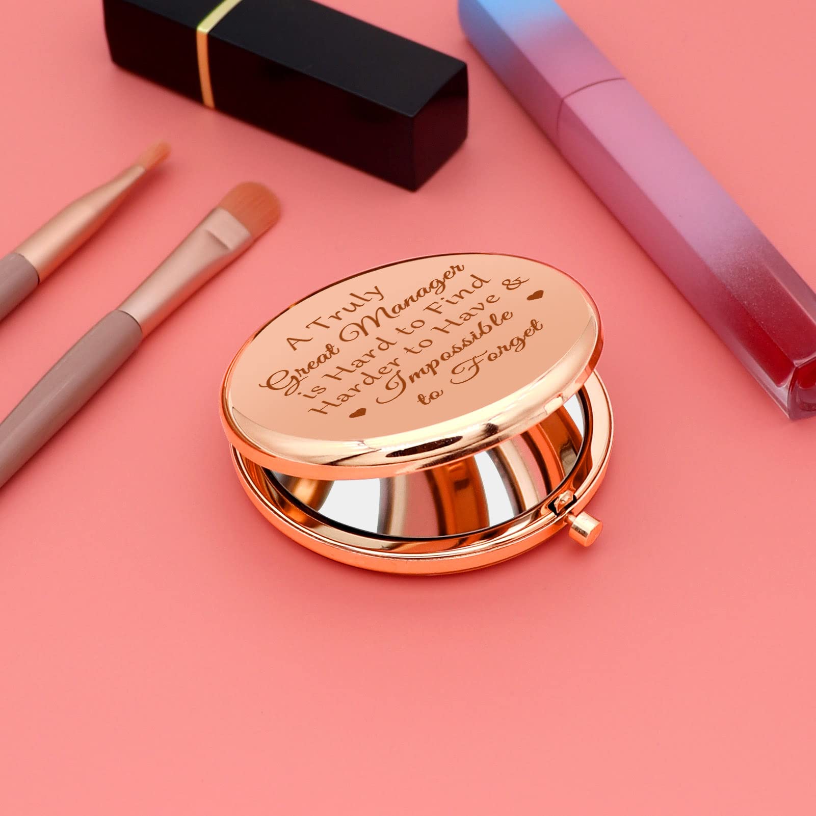 Best Manager Appreciation Gifts - Personalized Compact Makeup Mirror for Women Leaders, Bosses & Coworkers | Birthday, Retirement, Farewell & Office Gift Idea | Perfect for Professional Use, Home Vanity & Travel
