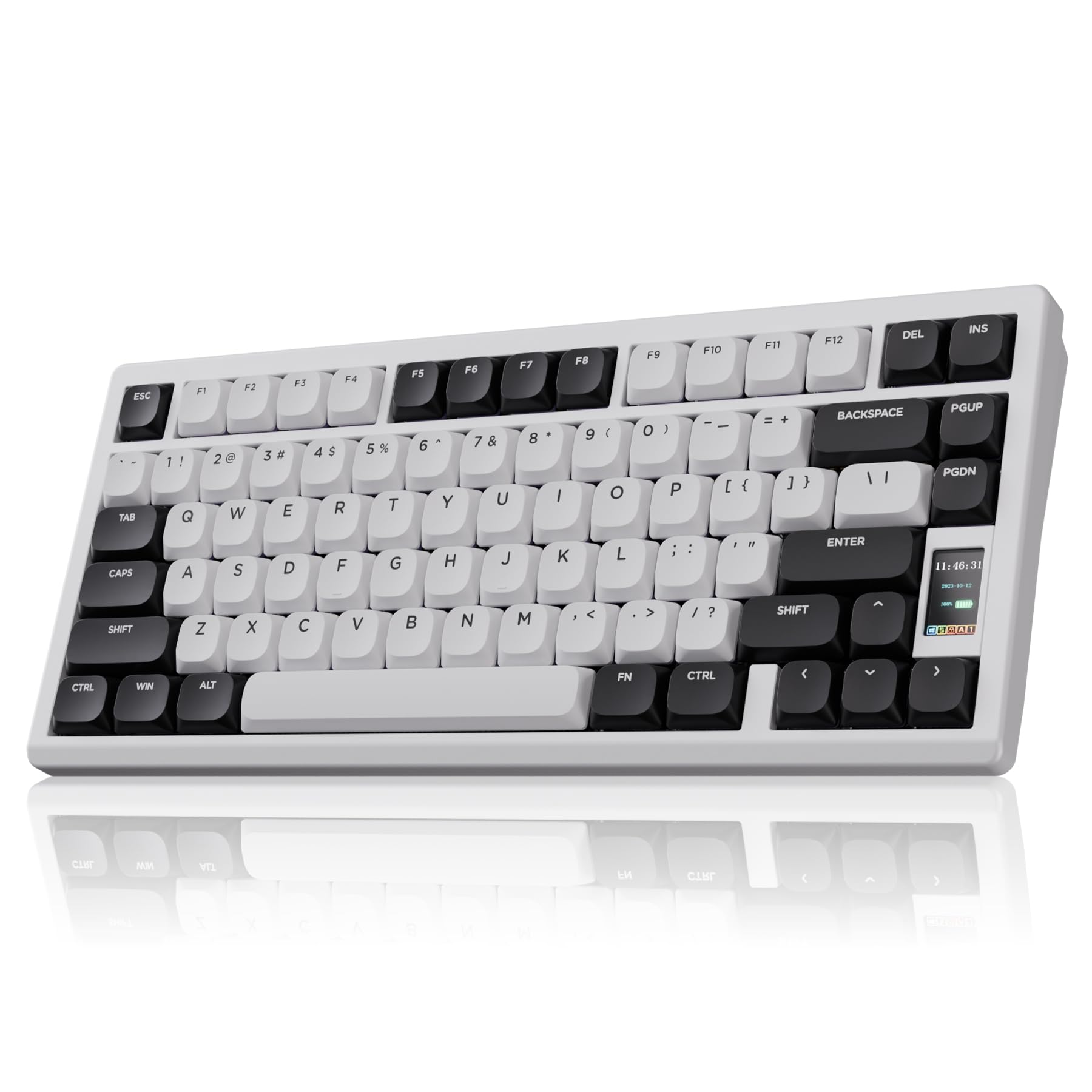 Chilkey ND75 Low Profile Aluminum Mechanical Keyboard - 75% Wireless Gaming Keyboard with Screen, Tri-Mode Connectivity, Quick Disassembly, RGB Backlit - for PC, Laptop, Office & Gaming (White) | Perfect for Typing, Programming & Esports