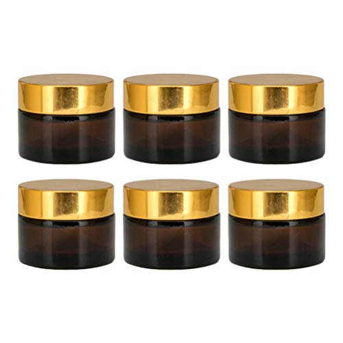 6Pcs Black Glass Makeup Bottles for Cream & Cosmetics Storage - Travel & Home Use