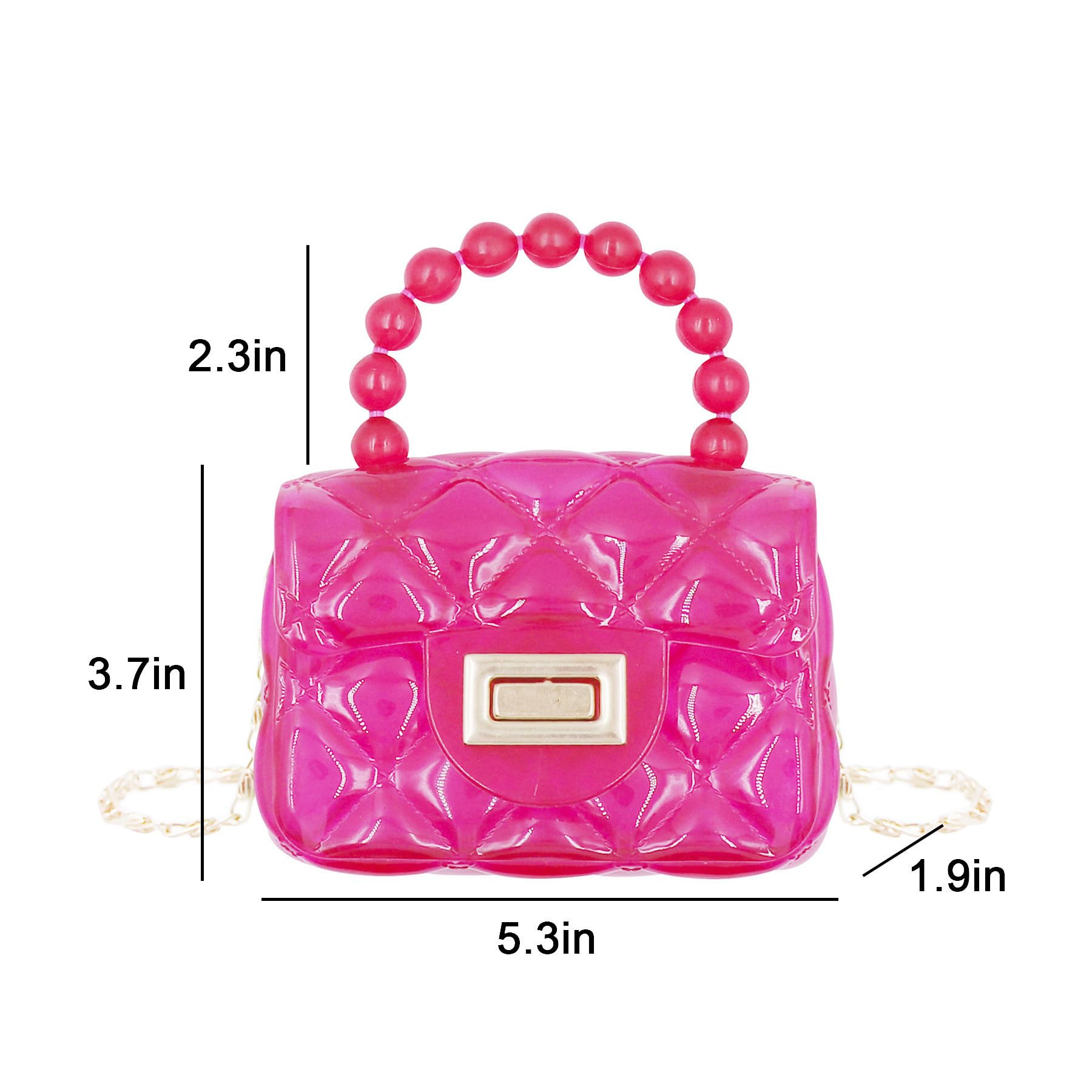 Cute Mini Jelly Crossbody Purse for Girls - Transparent Candy Color Shoulder Bag with Pearls & Top Handle - Perfect for School, Parties & Everyday Use