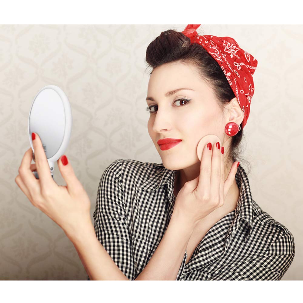 5X/1X Magnifying Makeup Mirror - Portable Handheld Vanity Mirror for Travel & Home Use