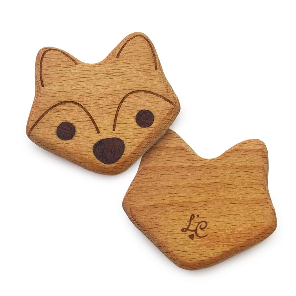Lil' Fox Natural Wooden Baby Rattle Toy - Safe & Eco-Friendly Teether for Newborns & Infants - Perfect for Early Learning, Sensory Play & Nursery Decor