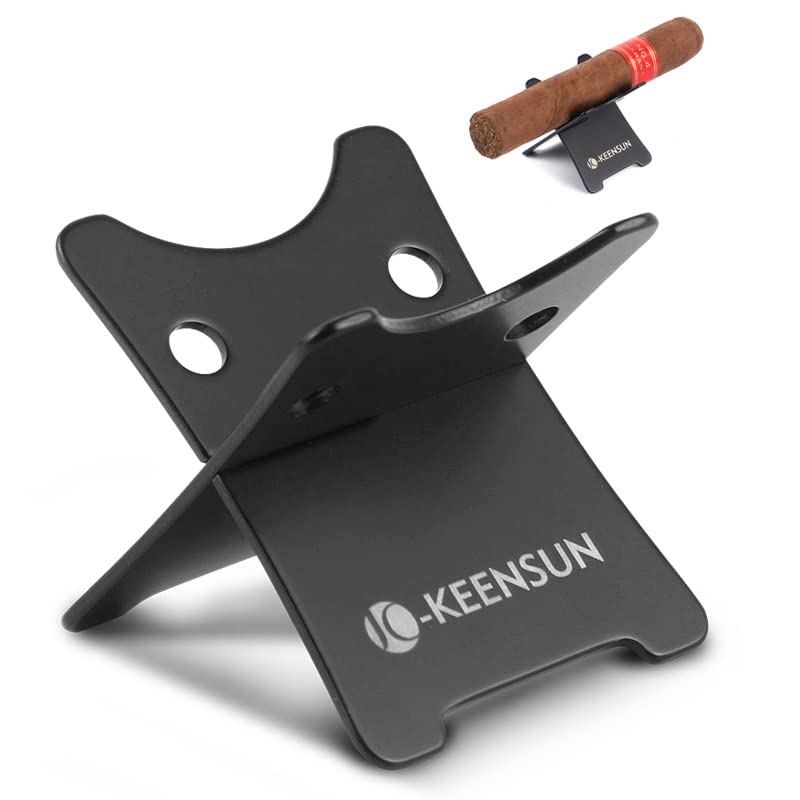 Premium Stainless Steel Cigar Stand Holder - Double Guillotine Cigar Rest with Gift Box | Portable & Durable for Home, Office, or Outdoor Use | Perfect Cigar Accessories for Enthusiasts