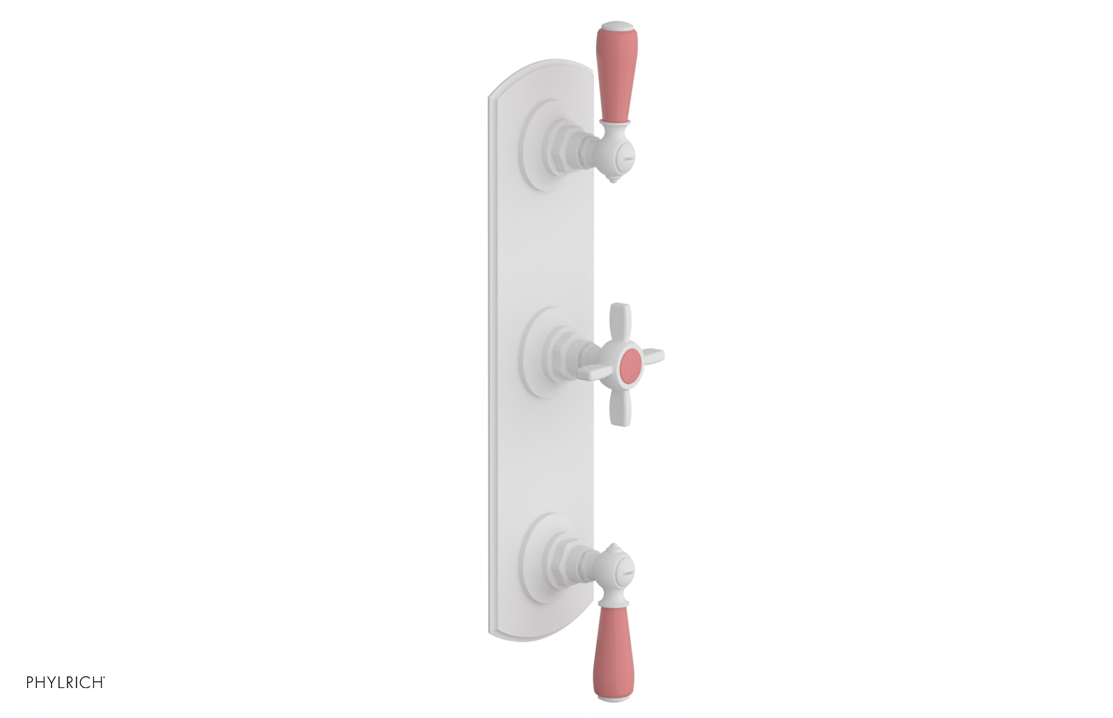 Jamestown Thermostatic Shower Valve with Dual Volume Control - Pink Accented Bathroom Fixture for Modern & Vintage Bathroom Renovations