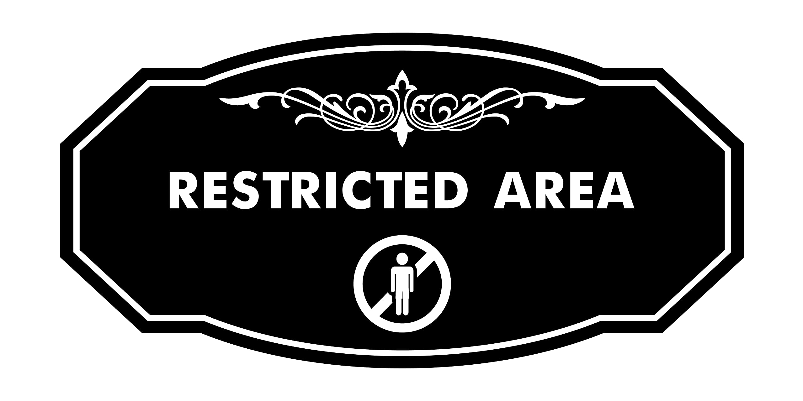 Victorian Restricted Area Sign (Black) - Small Metal Warning Sign for Construction Sites, Private Property & No Trespassing Areas