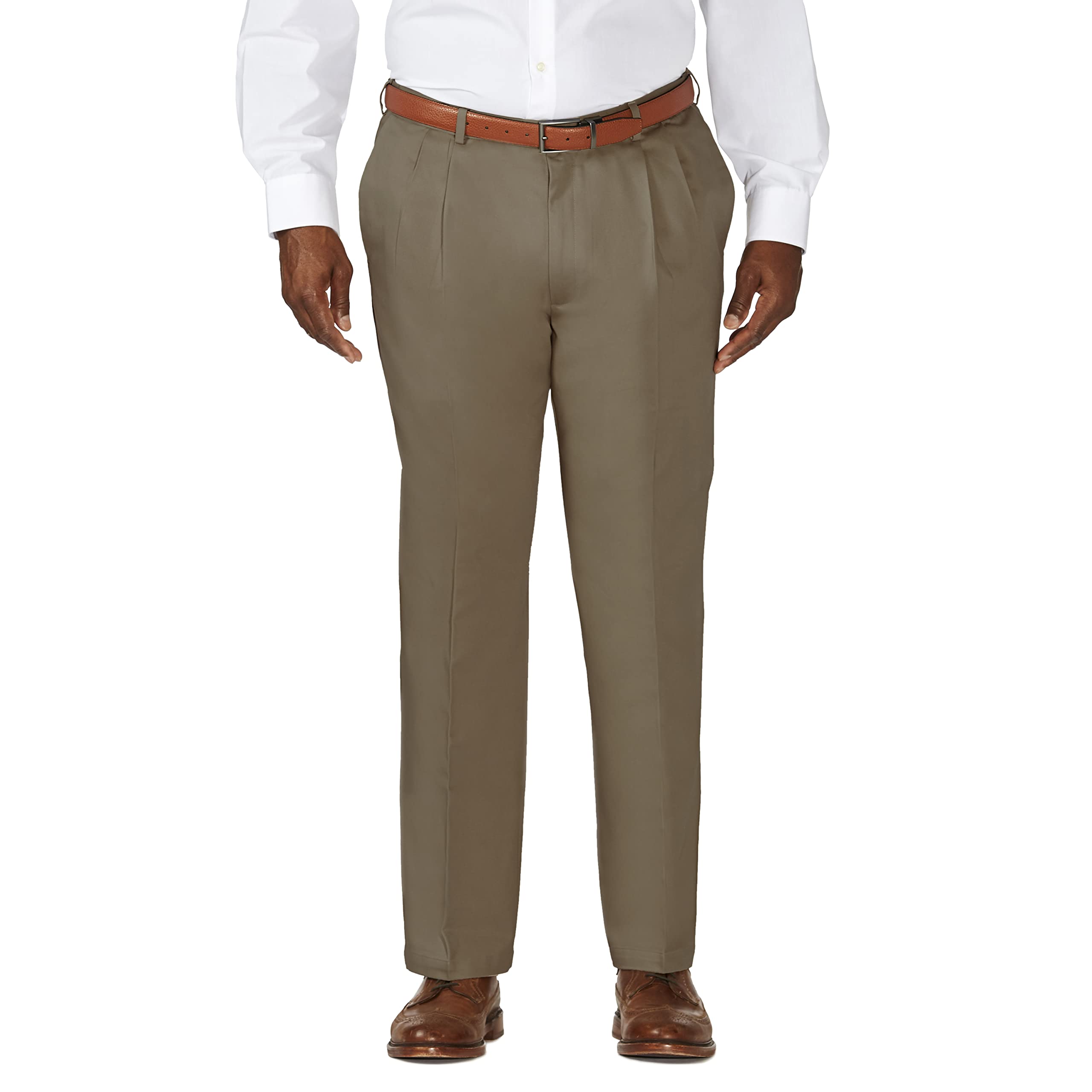 Haggar Men's Big & Tall Classic Fit Pleated Dress Pants for Work & Weekend | Comfortable Office & Casual Wear | Available in Regular & Extended Sizes