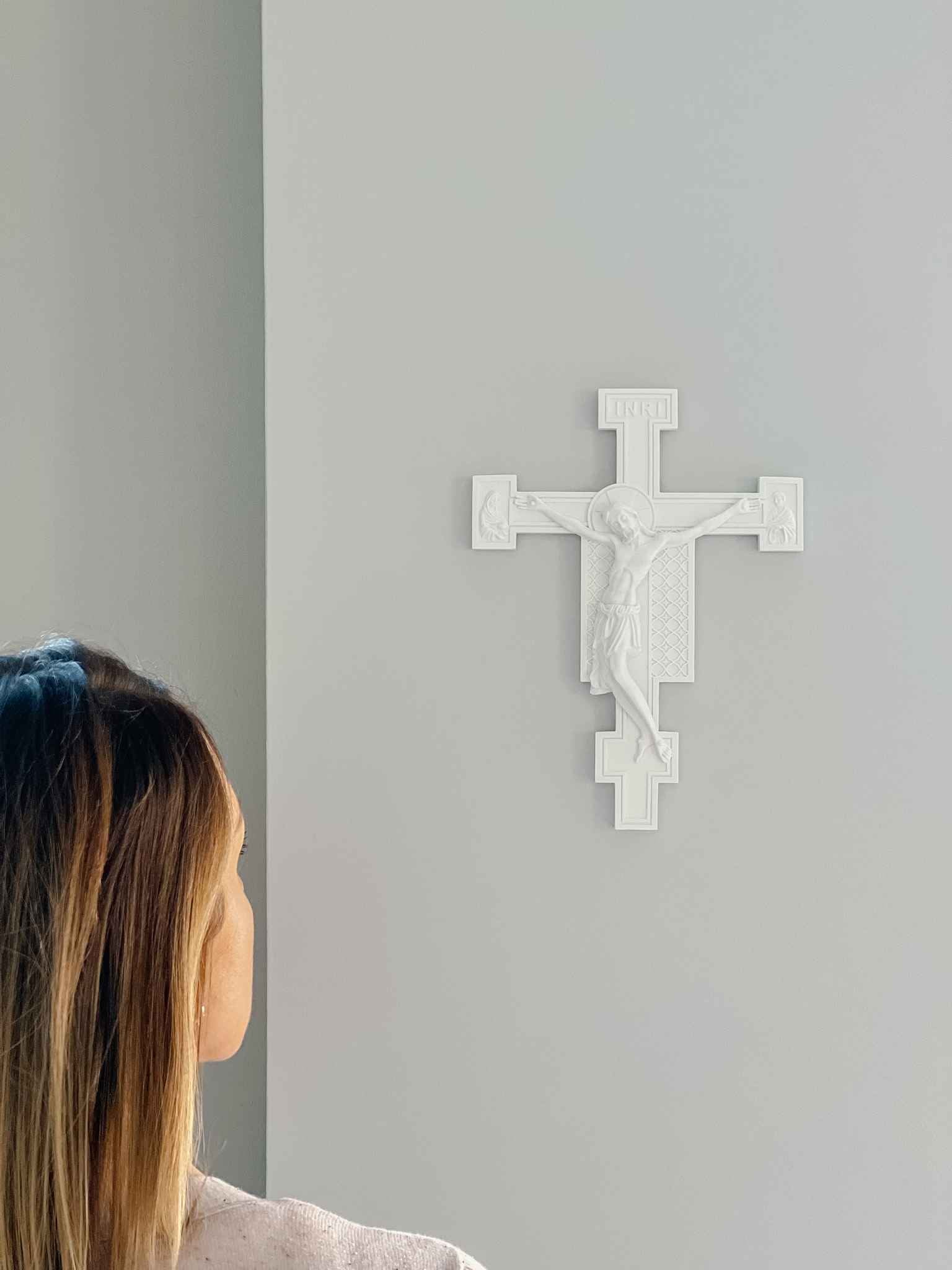 White Florentine Crucifix - Handcrafted Religious Cross Pendant for Necklace - Perfect for Gifts, Baptism, First Communion & Spiritual Jewelry