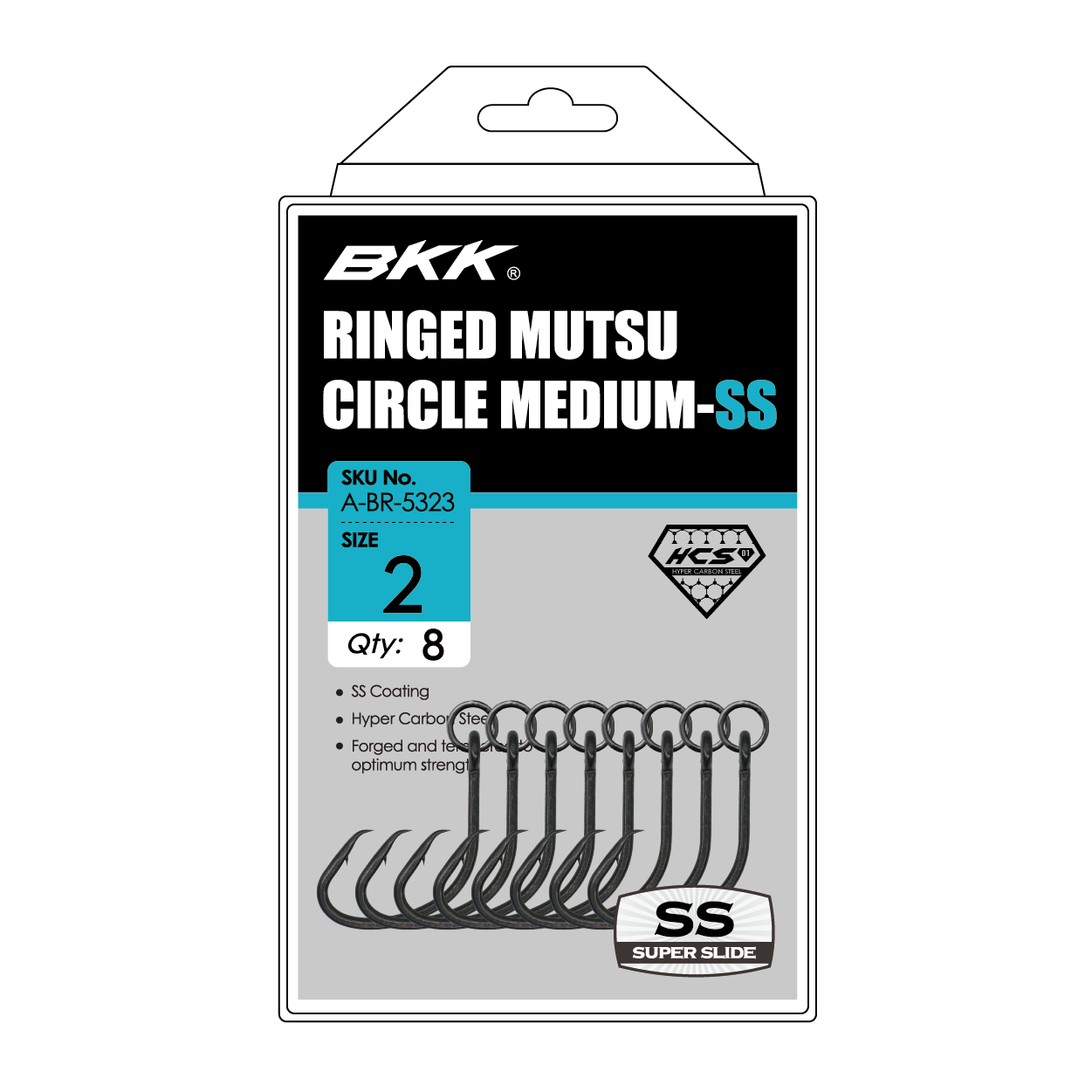 BKK Mutsu Medium Ringed Offset Circle Hooks - Strong Saltwater Fishing Hooks for Bass, Catfish, and Trout - Perfect for Freshwater and Saltwater Fishing Trips