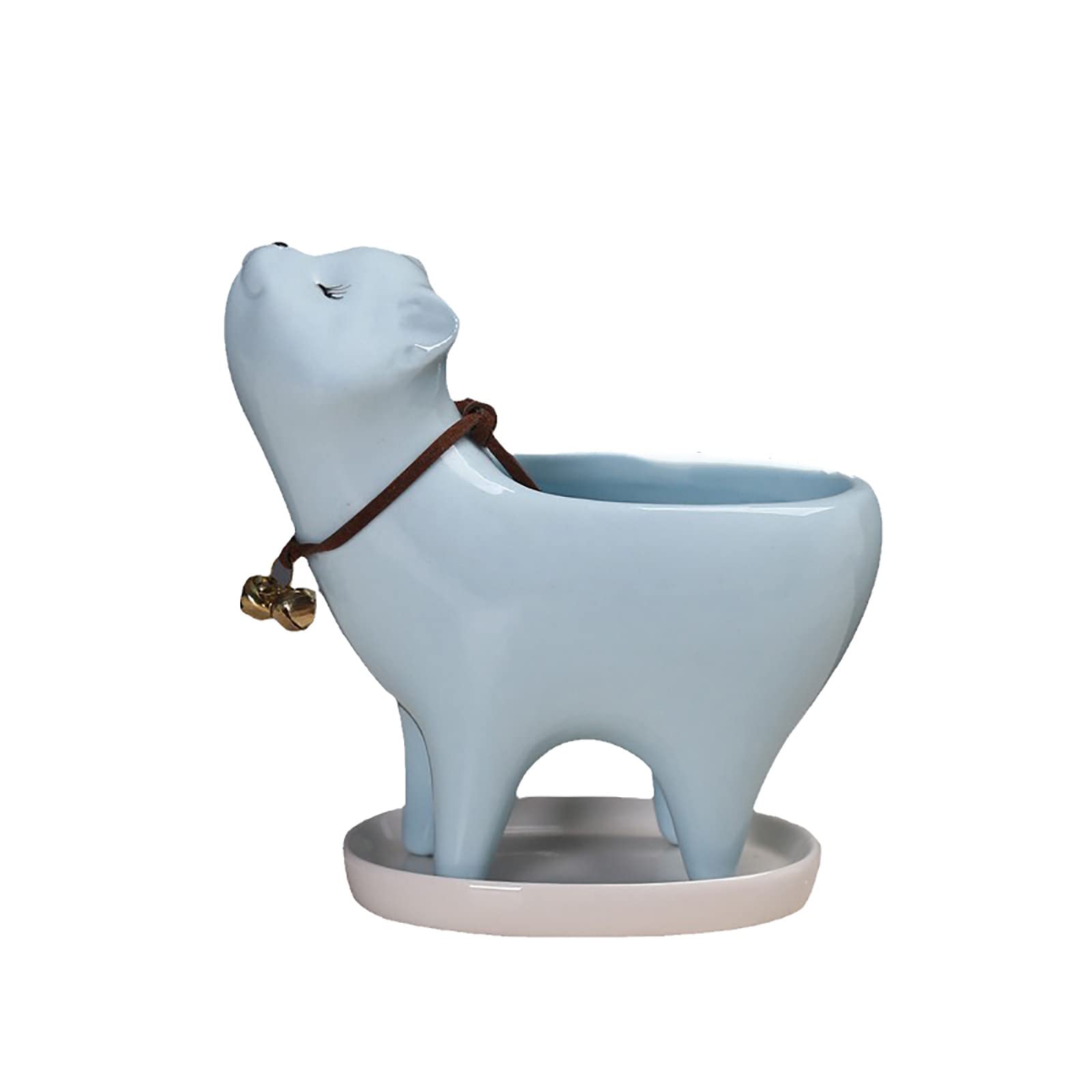 Cute Cartoon Cat Tail Succulent Planter - Ceramic Flower Pot for Fairy Palm & Multi-Meaty Plants | Perfect for Home Decor, Office Desk & Garden