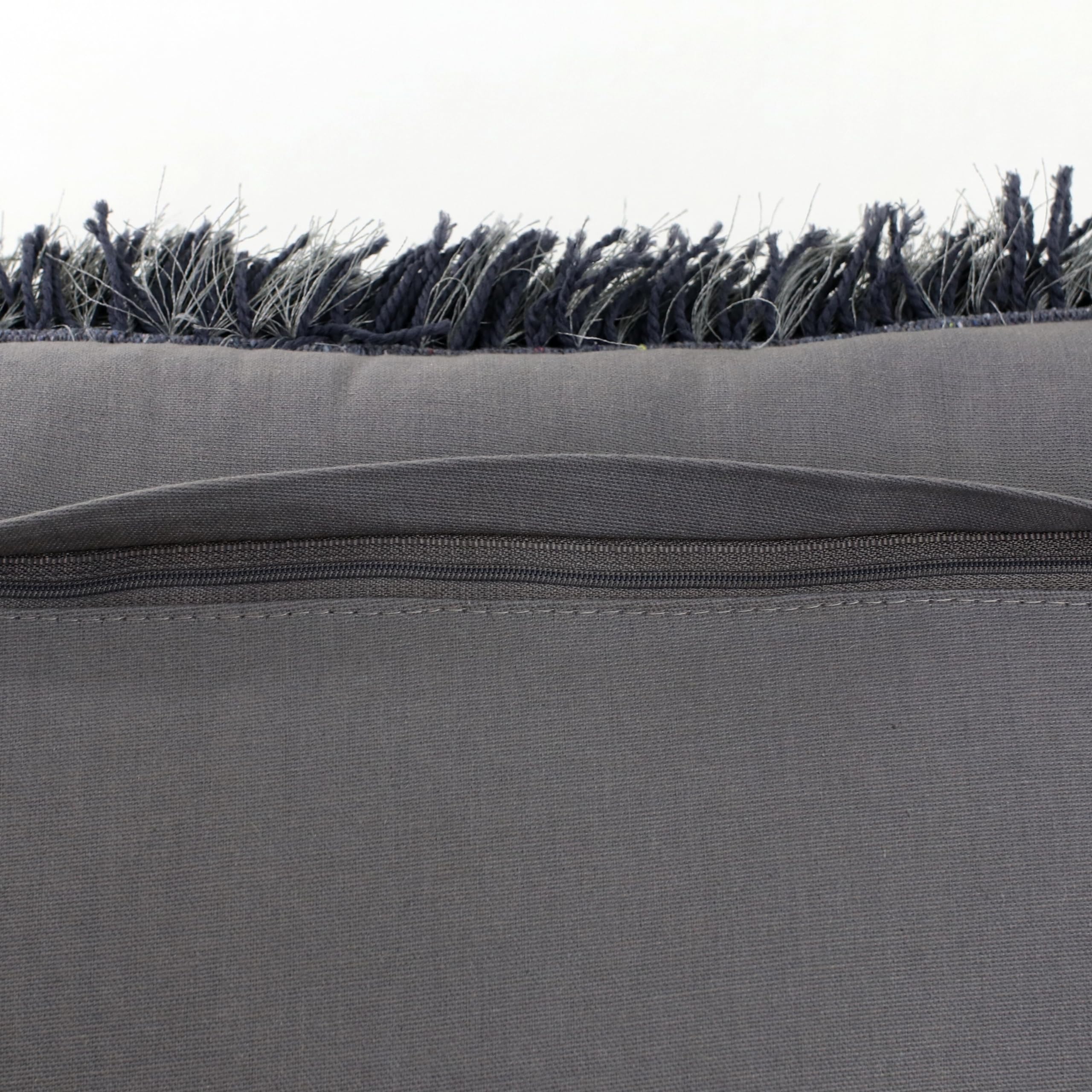 LR Home Dark Gray Shag Throw Pillow - Soft Fluffy Decorative Cushion for Sofa, Bed, Living Room & Home Decor