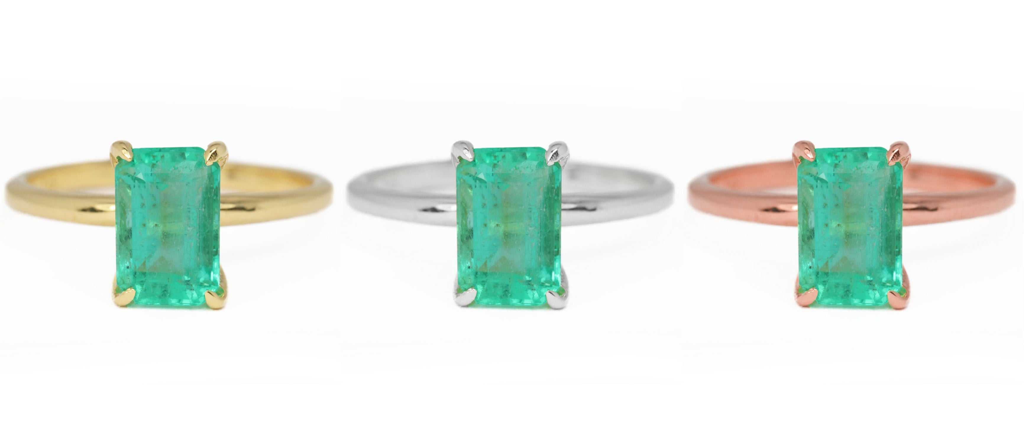 1.50 Carat Natural Emerald Solitaire Engagement Ring in 14K White Gold - Perfect for Proposals, Anniversaries & Bridal Jewelry