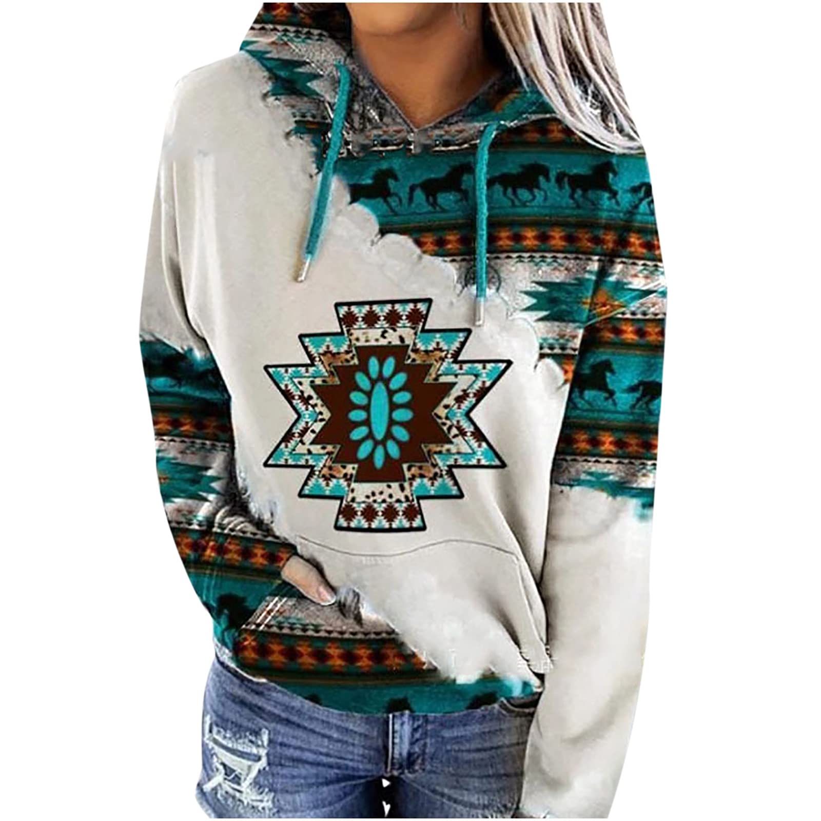 Women's Casual Long Sleeve Pullover Hoodie with Drawstring & Pocket - Plus Size Folk Blouse & Sweatshirt for Everyday Wear, Work, and Outdoor Activities