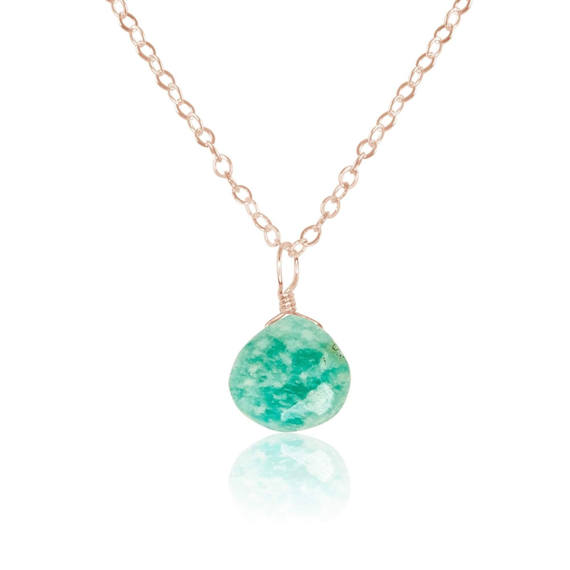 Amazonite Teardrop Crystal Pendant Necklace - Healing Stone Jewelry for Women, Natural Gemstone Drop Necklace for Stress Relief & Positive Energy - Perfect for Meditation, Yoga & Spiritual Gifts