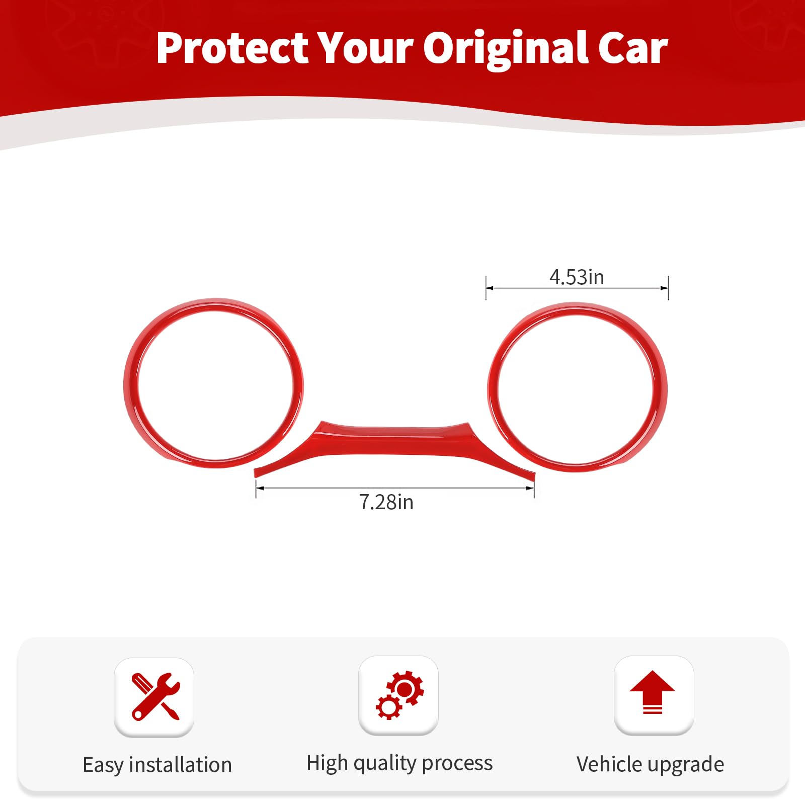 Jeep Wrangler JL JLU & Gladiator JT Dashboard Cluster Panel Gauge Trim Ring Cover (2018-2023) - 3-Piece Red Interior Accessories for Enhanced Style & Protection - Perfect for Off-Roading & Customization