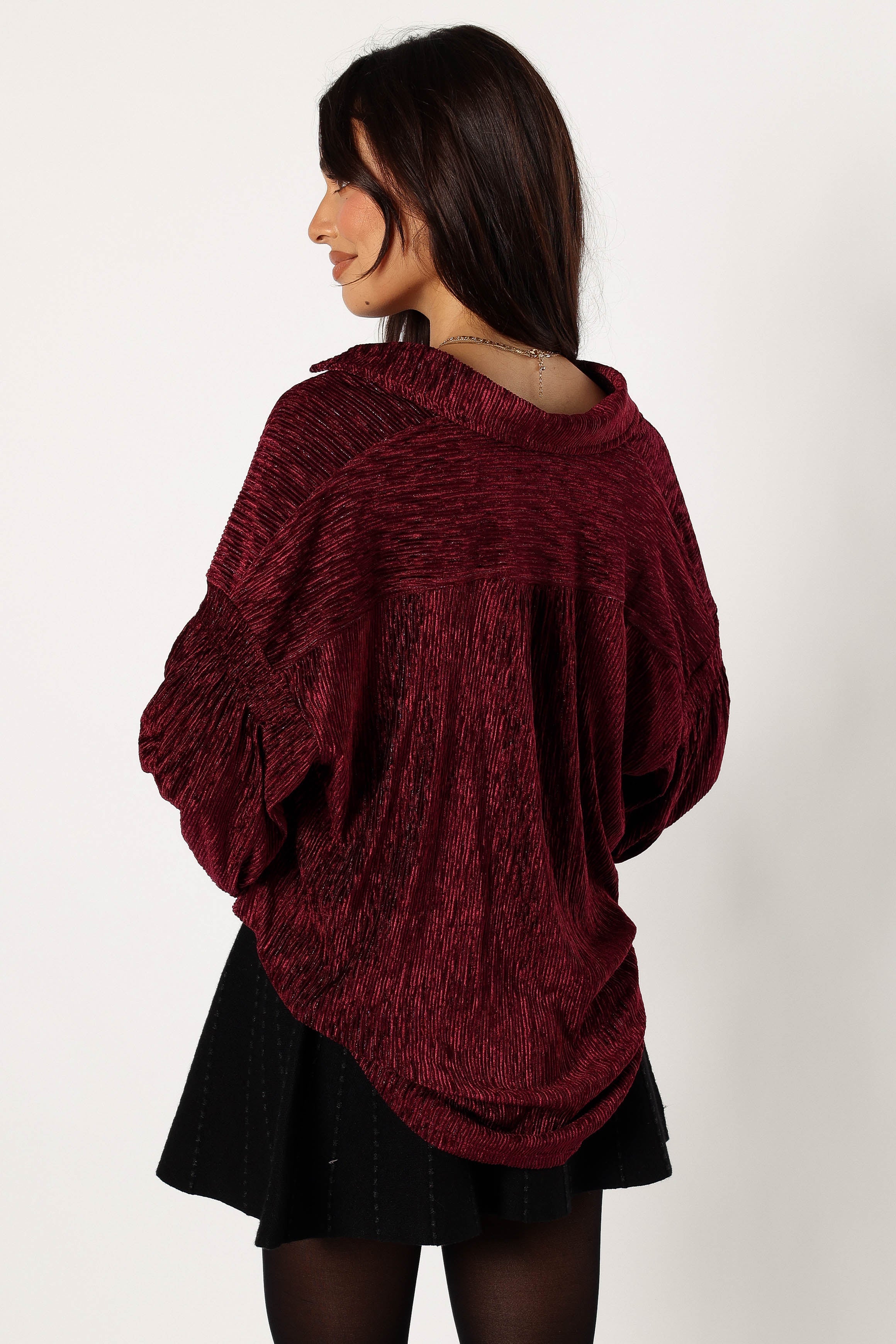 Cadence Women's Long Sleeve T-Shirt - Soft Stretch Casual Burgundy Top for Everyday Wear, Work & Layering