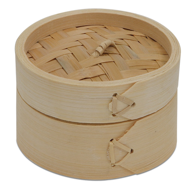 4 Inch Bamboo Steamer Basket for Dumplings, Buns & Dim Sum - Perfect for Asian Cooking, Healthy Meal Prep & Kitchen Essentials