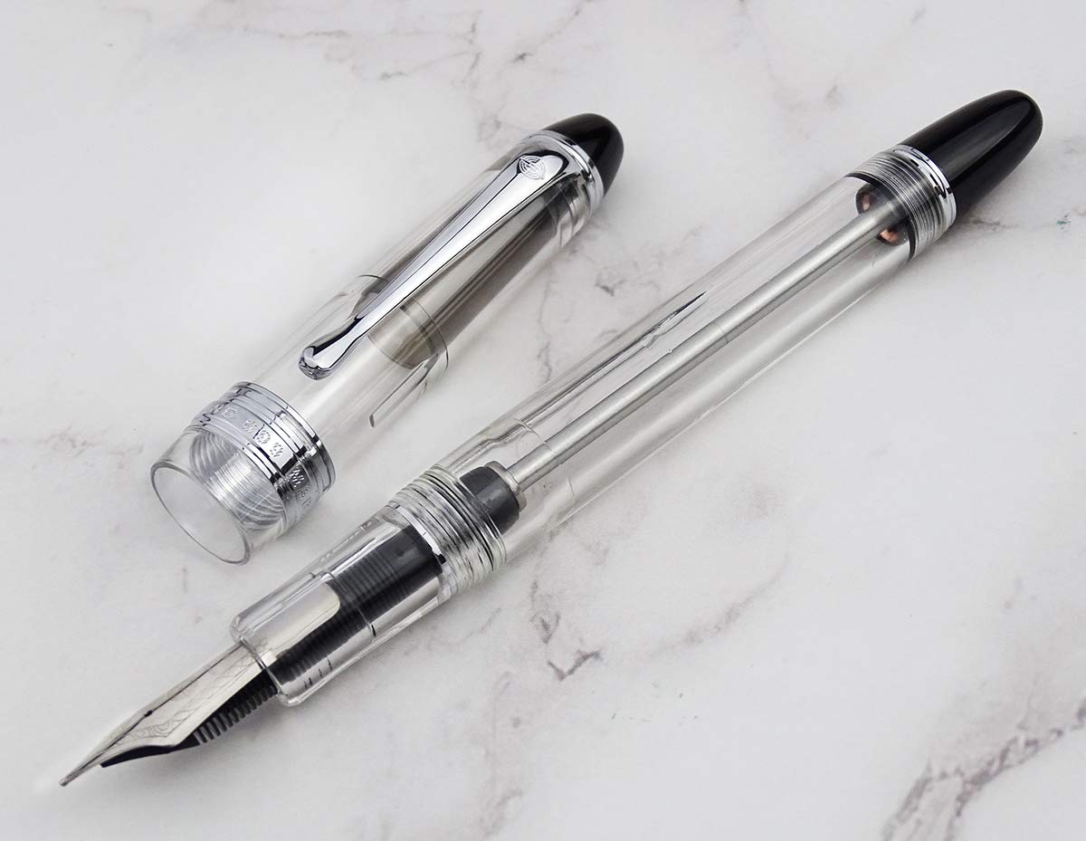 Lanxivi 699 Vacuum Fountain Pen - Fine Nib, Clear Demonstrator for Writing & Calligraphy