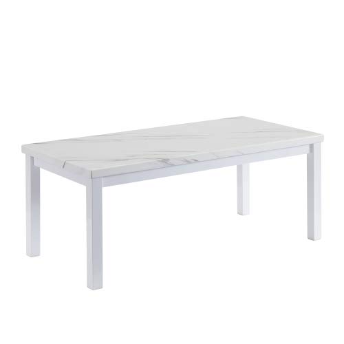 AWQM 3-Piece Faux Marble Coffee Table Set - Rectangular Coffee Table & 2 Side End Tables - Modern Living Room Furniture for Small Spaces, Apartments - White Marble Finish - Perfect for Entertaining, Relaxing & Home Decor