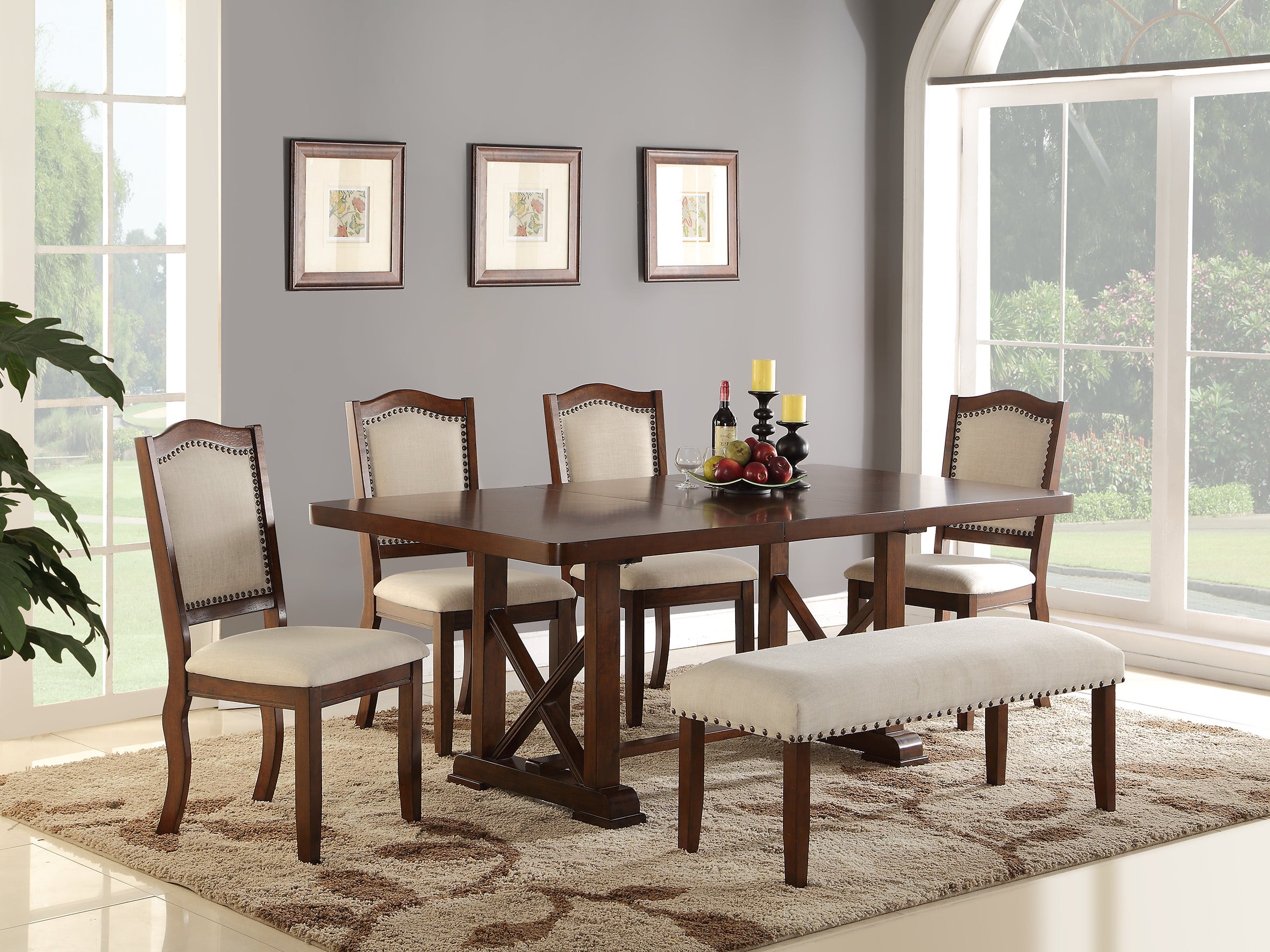 Classic Cream Upholstered Dining Chairs Set of 2 - Tufted Cushion with Nailhead Trim & Solid Wood Legs - Elegant Kitchen & Dining Room Furniture for Home Decor