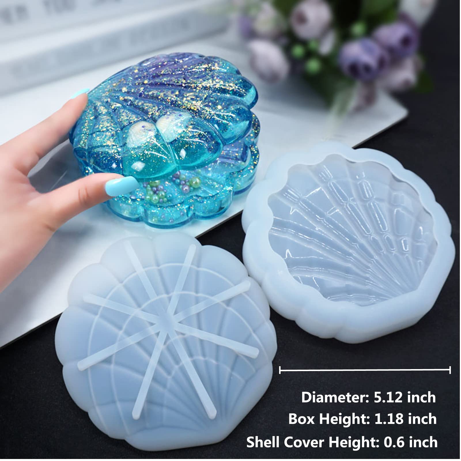Premium Silicone Resin Molds for Jewelry Storage Box & Seashell Epoxy Crafts - DIY Resin Art Supplies for Home Decor, Gift Making, and Creative Projects