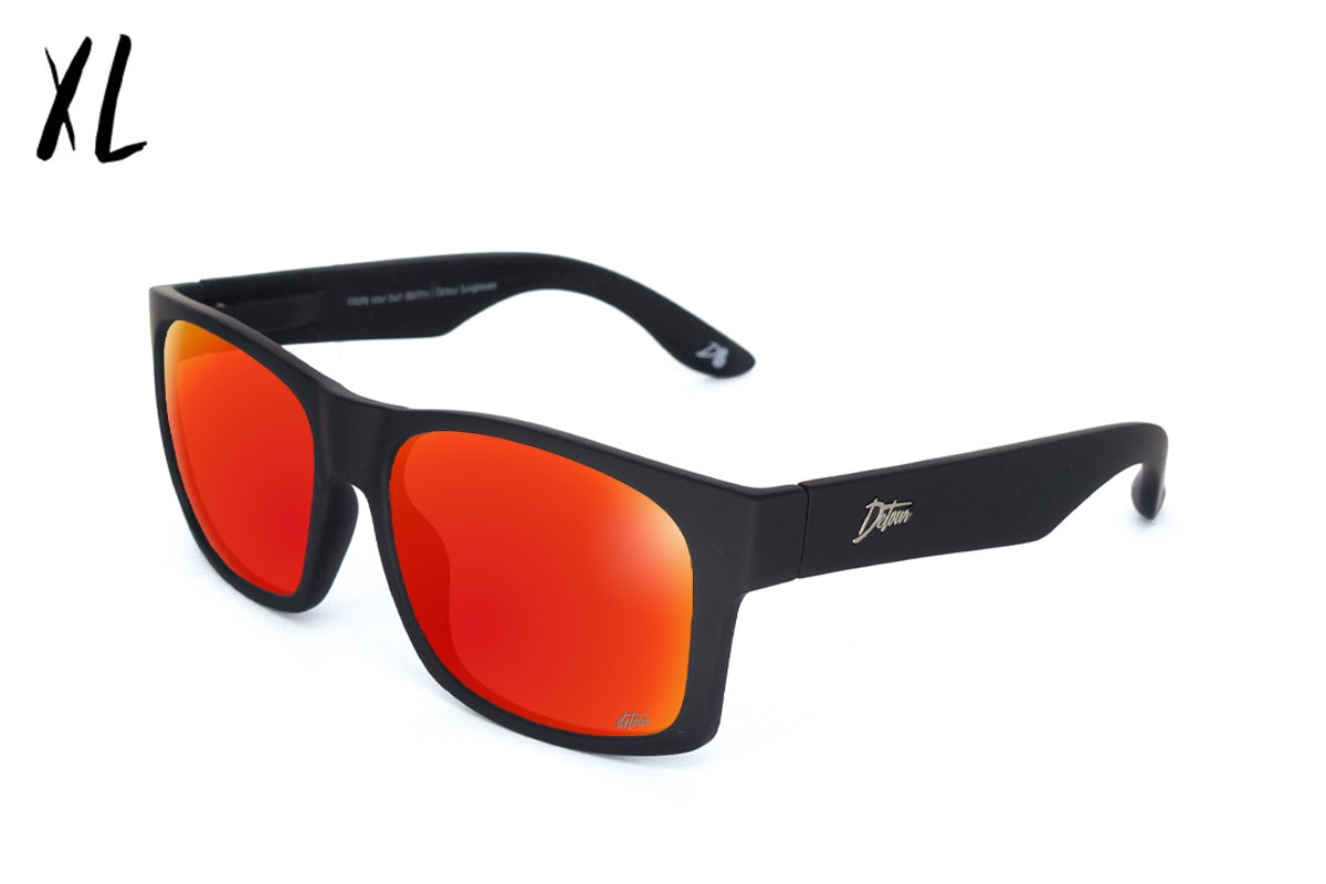 Big Kahuna XL Matte Black & Red Sunset Polarized Sunglasses - UV Protection for Outdoor Sports, Beach, and Driving