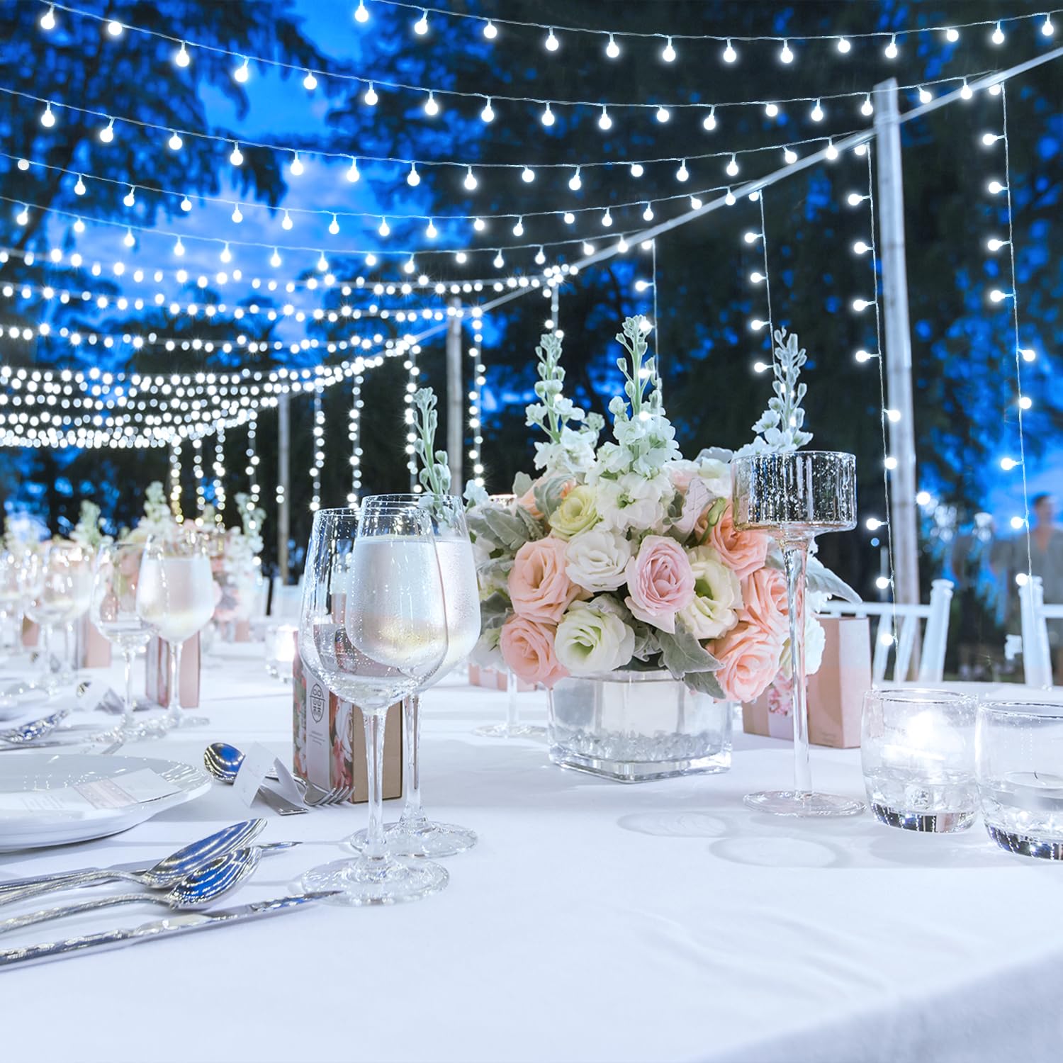 JMEXSUSS 100 LED Connectable Globe String Lights - 33 ft White Plug-in Fairy Lights with Remote & 8 Modes - Indoor/Outdoor Christmas Decor for Bedroom, Wedding, Party, Garden, Patio, and Holiday Lighting