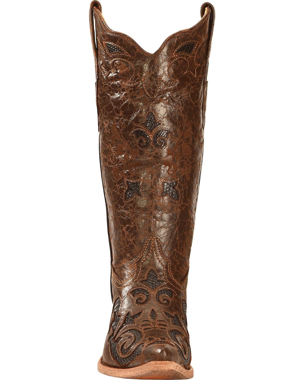 Corral Women's Chocolate Lizard Inlay Snip Toe Cowgirl Boots C2118 - Western Fashion Boots for Women Size 8.5 B(M) US - Perfect for Rodeo, Country Dancing & Western Outfits