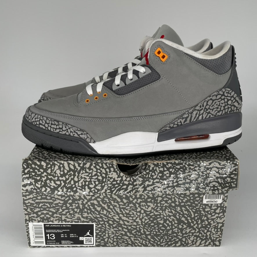 AIR JORDAN 3 RETRO COOL GREY MEN'S BASKETBALL SHOES SIZE 13 (CT8532-012) - Perfect for Streetwear, Sneaker Collecting & Casual Wear