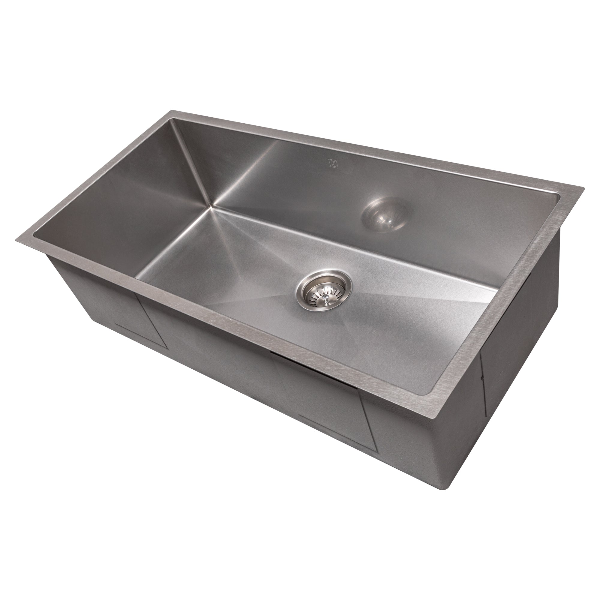 ZLINE 36 Inch Meribel Undermount Single Bowl Kitchen Sink - Satin Stainless Steel with Bottom Grid (SRS 36S) | Perfect for Modern Farmhouse & Commercial Kitchens