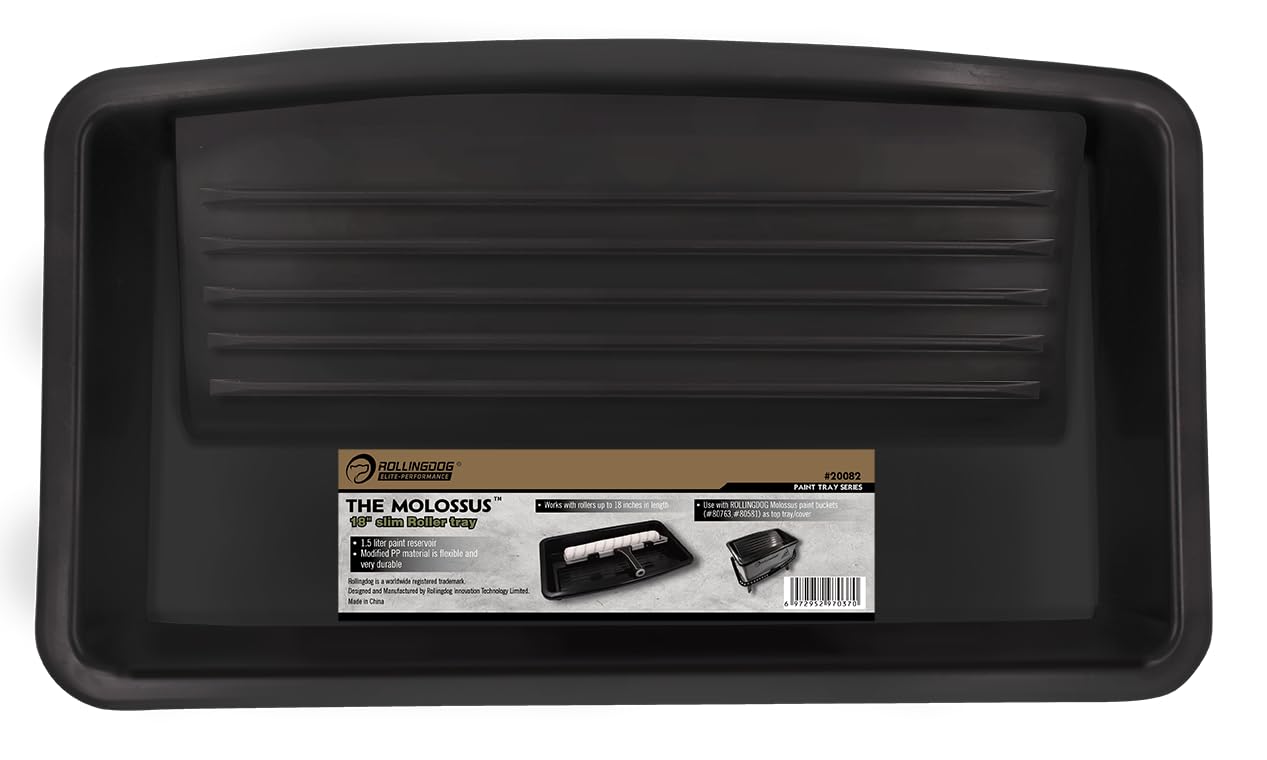 ROLLINGDOG 18 Inch Large Paint Tray Set - 2 Paint Trays & 10 Disposable Liners for Professional & DIY Painting Projects - Perfect for Walls, Ceilings, and Home Renovations