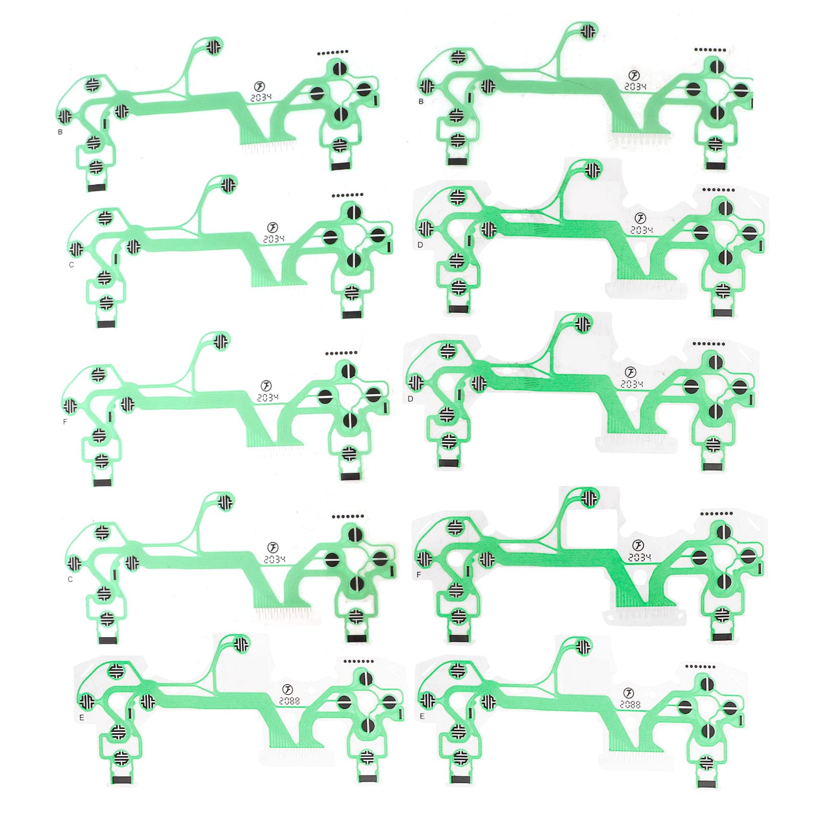 Tiiyee 10PCS PS4 Controller Replacement Conductive Film, Flexible Ribbon Cable for Playstation 4 Gamepad - Universal Repair Part for Buttons & Triggers (Green) - Perfect for DIY Fixes & Professional Gaming Sessions