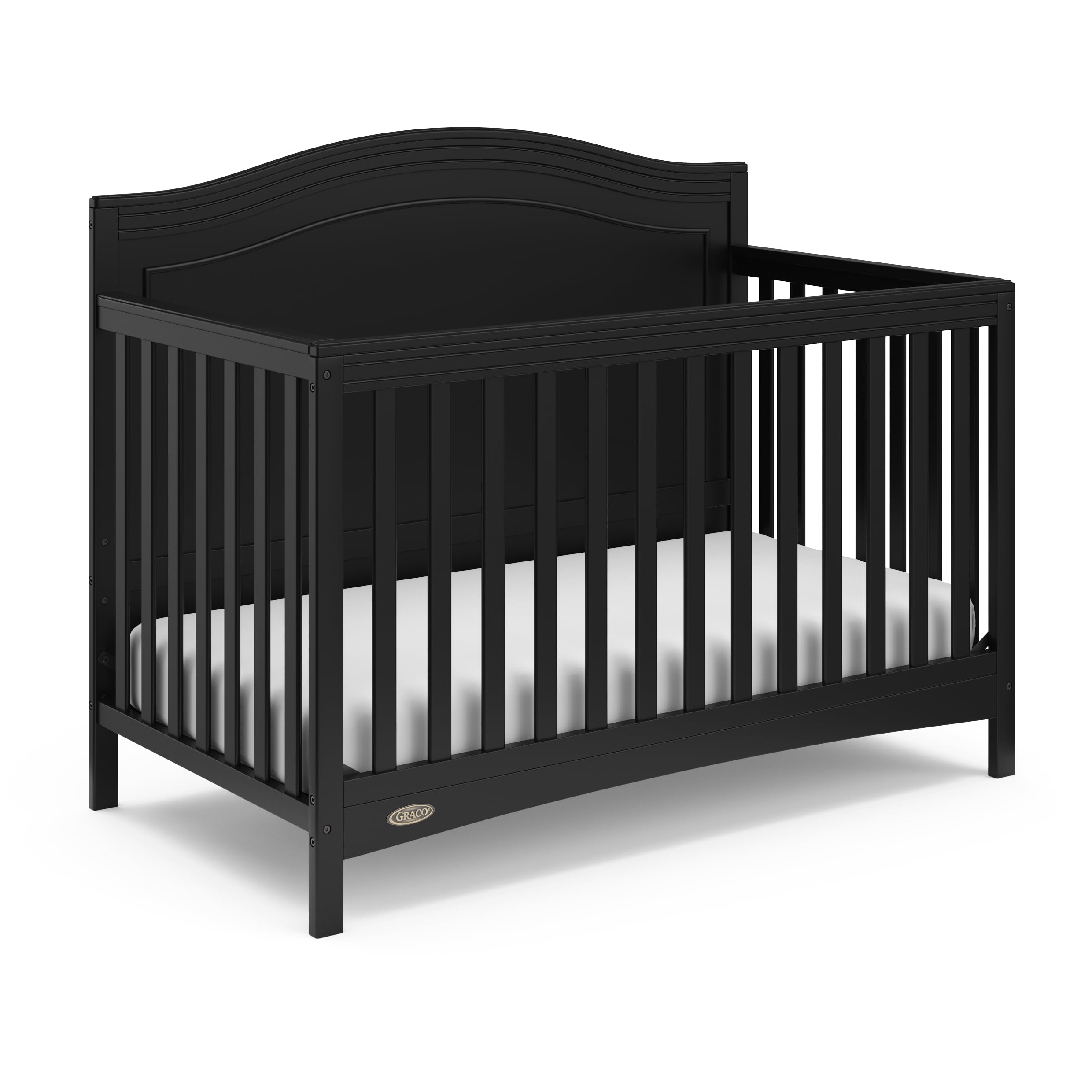 Graco Paris 4-in-1 Convertible Baby Crib in Black | GREENGUARD Gold Certified | Converts to Toddler Bed, Daybed & Full Bed | Adjustable Mattress Base | Fits Standard Crib Mattress | Perfect for Nursery, Daycare & Guest Room