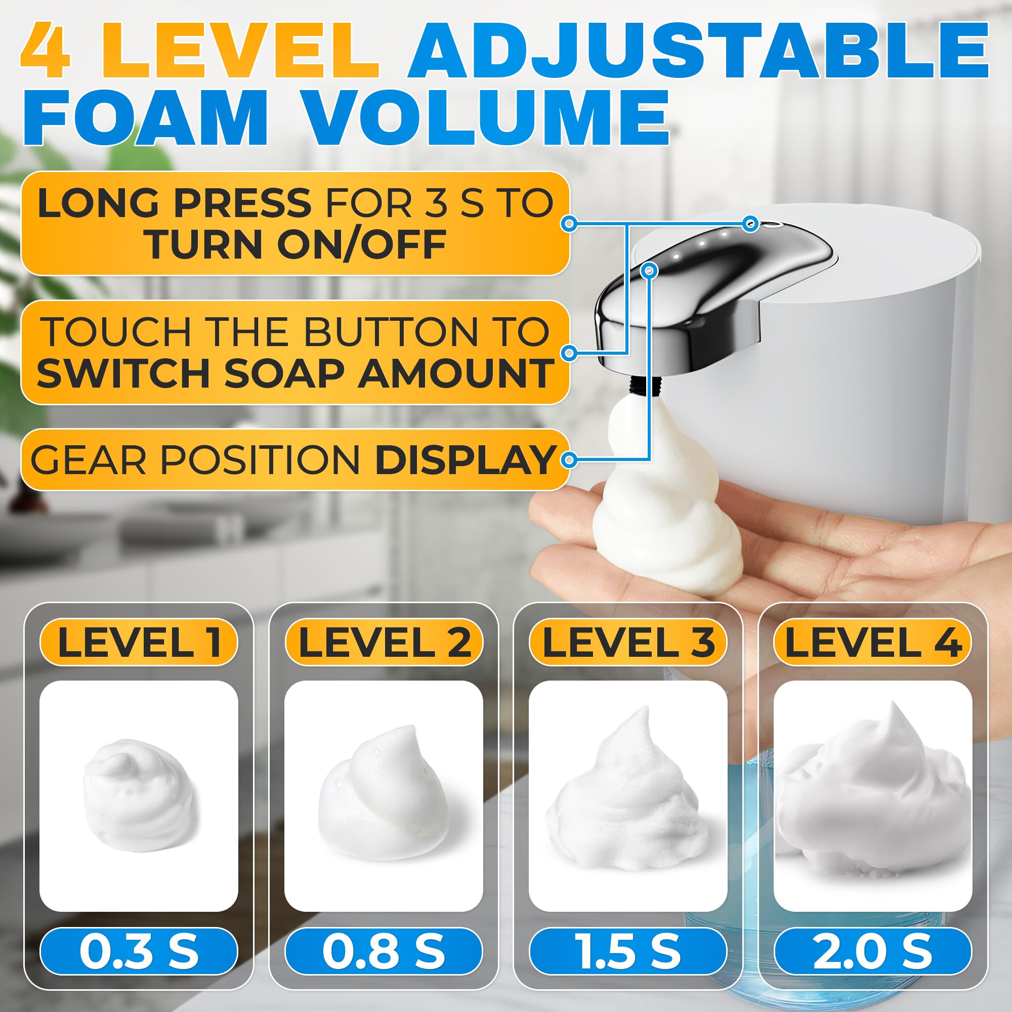 13.5 Oz Automatic Foaming Soap Dispenser with Soft Makeup Remover Cloth Set - Perfect for Bathroom, Kitchen & Travel Essentials