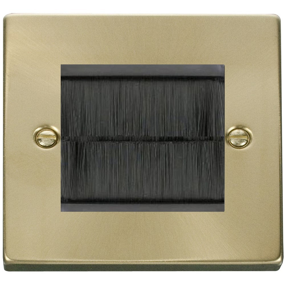 Click Deco Satin Brass 2-Gang Cable Brush Outlet Cover - VPSBBRUSHBK - Elegant Electrical Wall Plate for Home & Office Decor