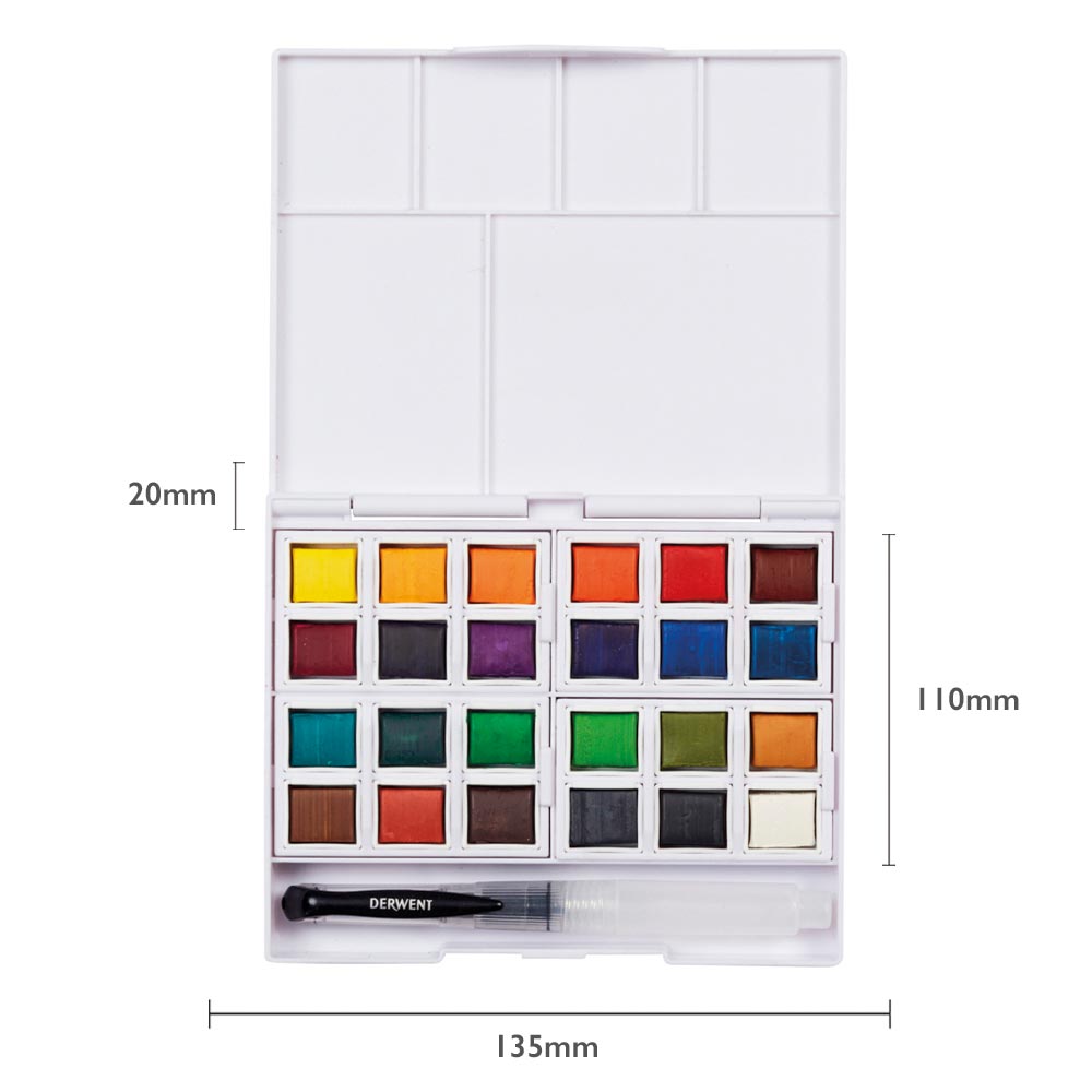 Derwent Watercolour Paint Pan Set of 24 - Professional Artist Grade Watercolor Paints for Painting, Sketching & DIY Art Projects - Perfect for Beginners & Professionals