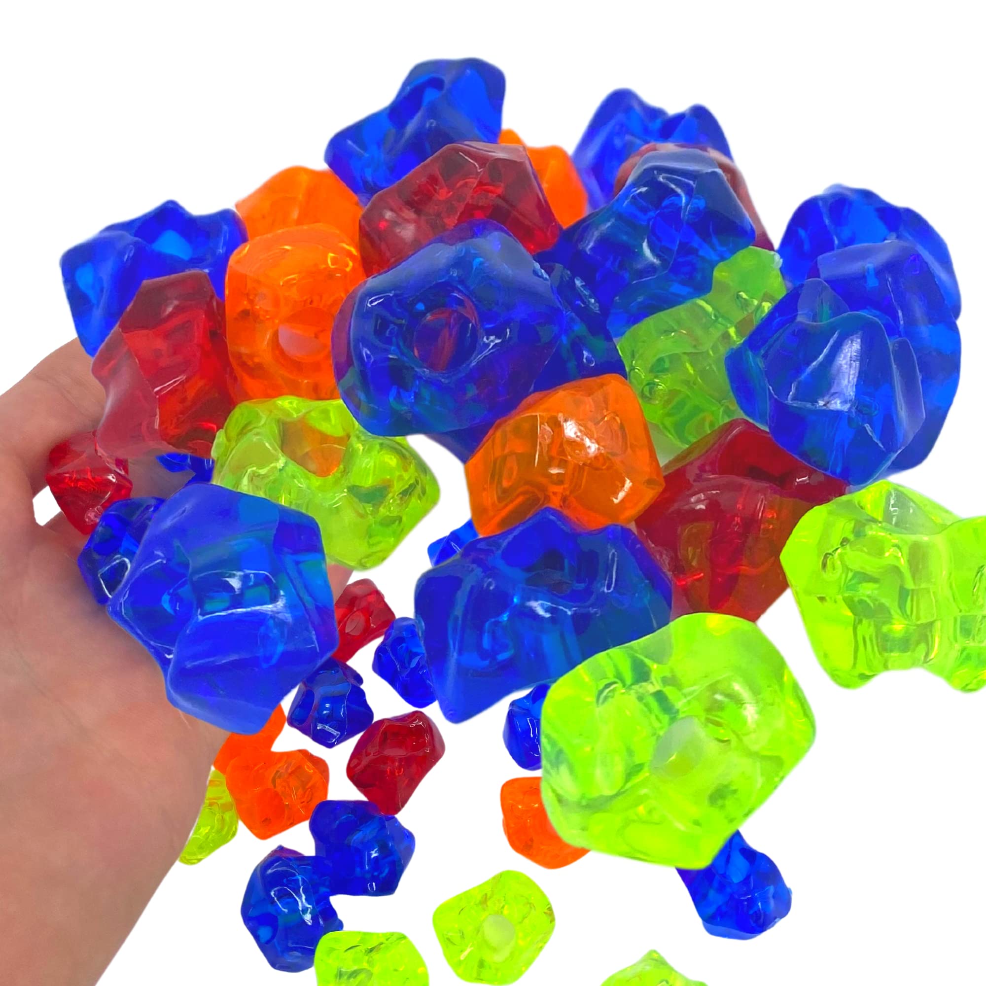 Bonka Bird Toys 3803 - 24-Pack Colorful Acrylic Meteors Foot Talon Craft Parts for Cockatiels, Conures & Amazons | Chewable Plastic Comet Rocks for Bird Enrichment & Beak Exercise | Perfect for Cage Decor & Playtime Stimulation