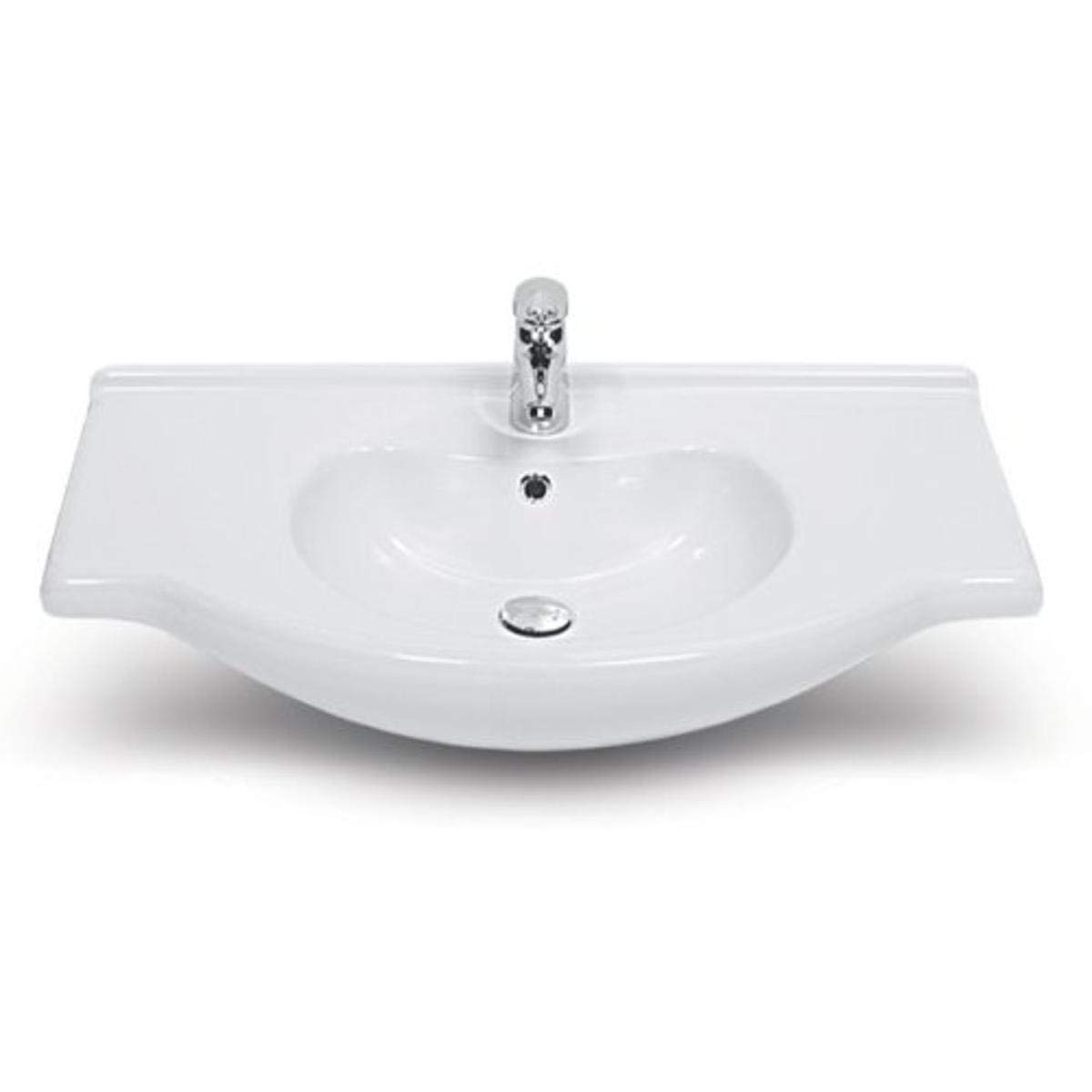CeraStyle 066100-U White One Hole Bathroom Sink - Modern Single Faucet Vessel Sink for Powder Rooms, Guest Baths & Small Space Vanities
